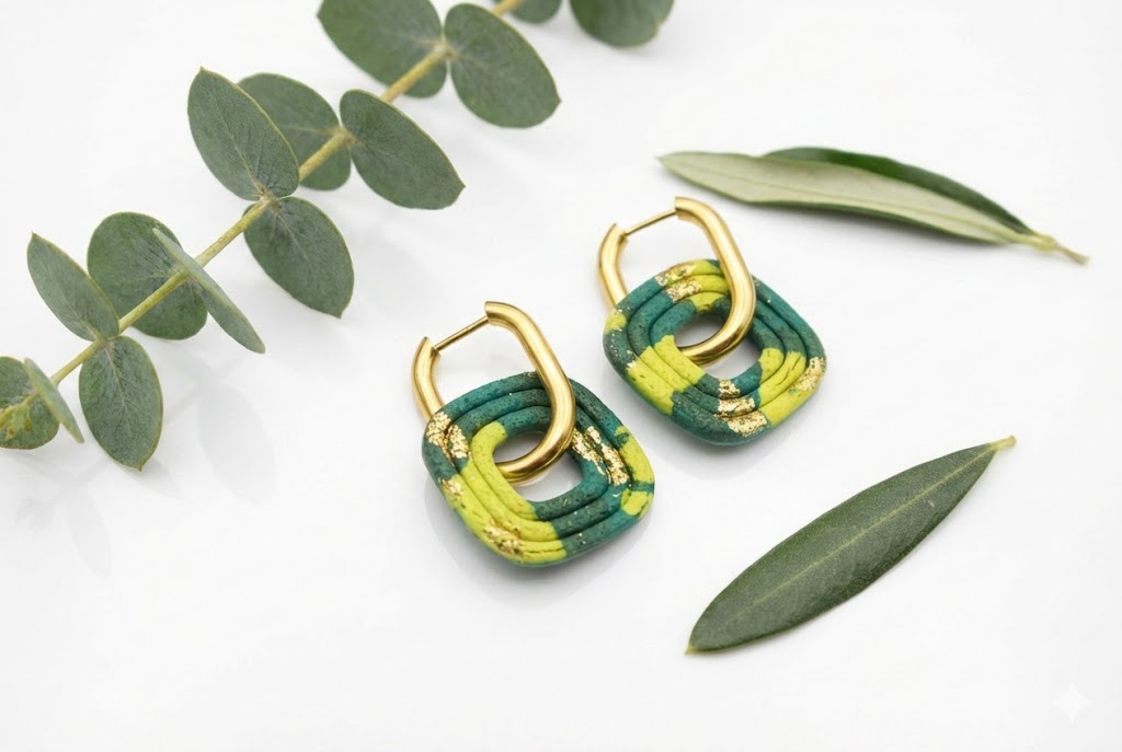 Boucles d'oreilles Fernande Collection Festives | Bijou Acier Inoxydable | Créateur Français | Fait Main en Ardèche | Argile Polymère Légère