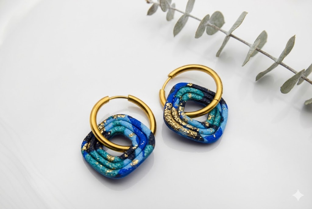 Boucles d'oreilles Fernande Collection Festives | Bijou Acier Inoxydable | Créateur Français | Fait Main en Ardèche | Argile Polymère Légère