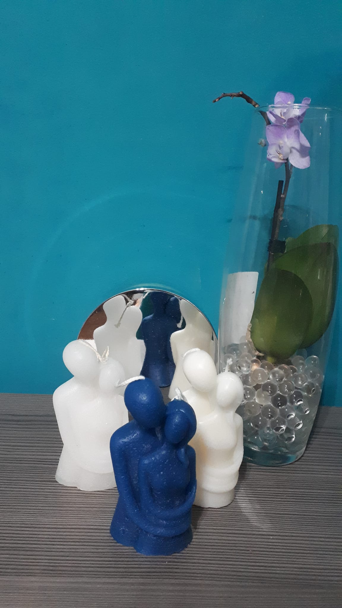 Kerzen im Liebespaar-Motiv