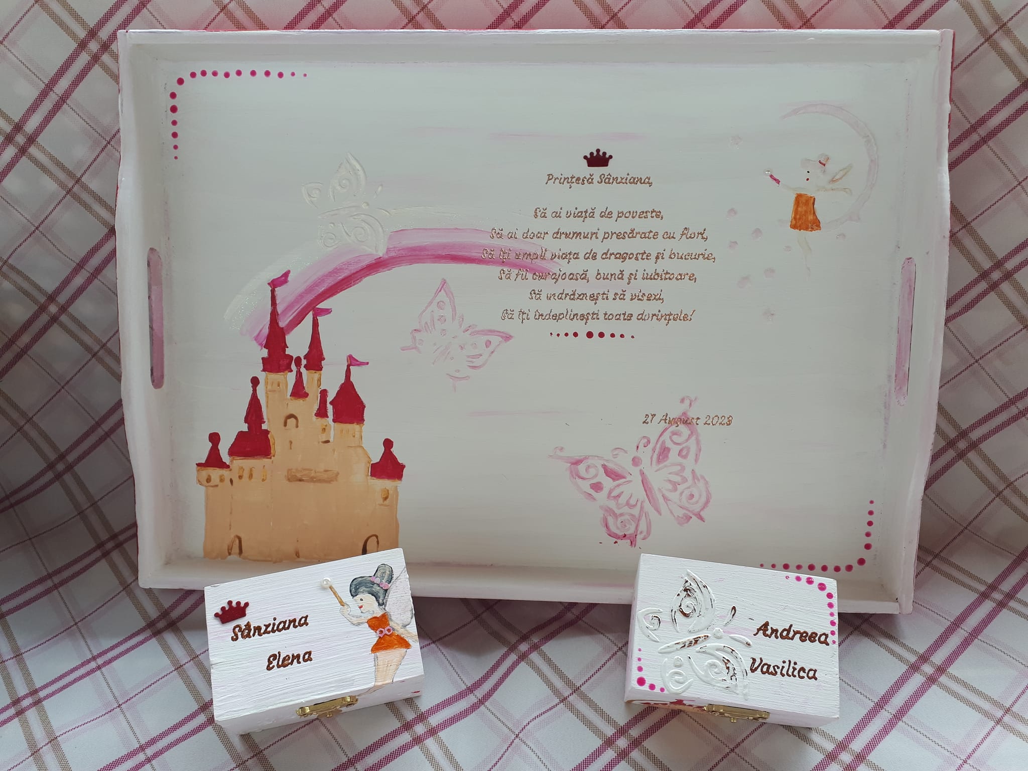 Personalisierte Schmuckkästchen und Tablett