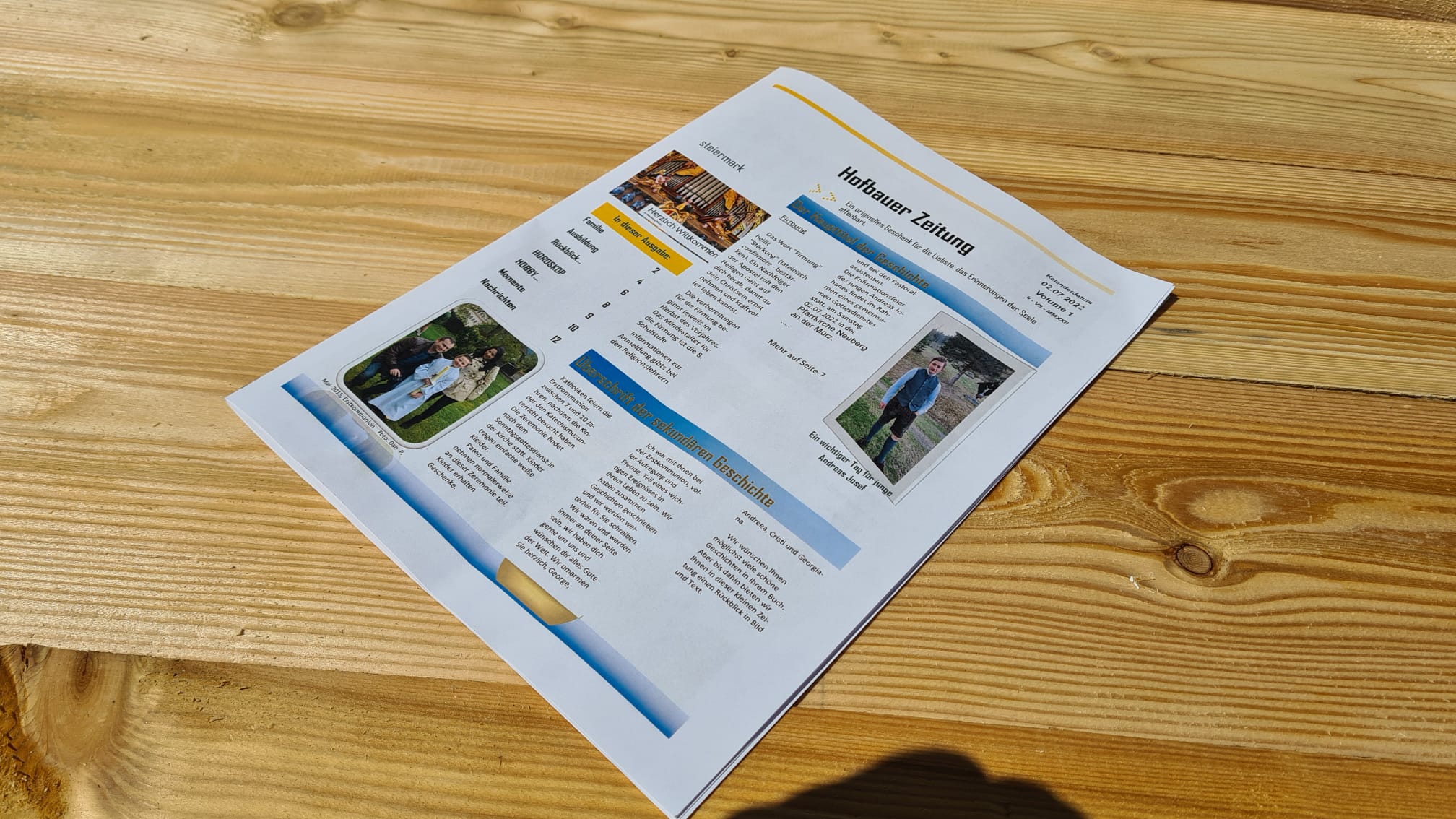 Personalisierte Firmung Zeitung