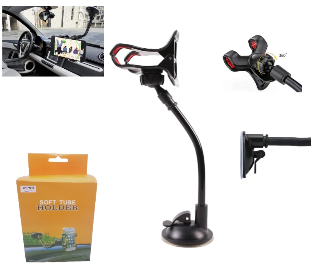 Soporte Celular Para Auto Tubo Flexible con Sopapa Y Broche