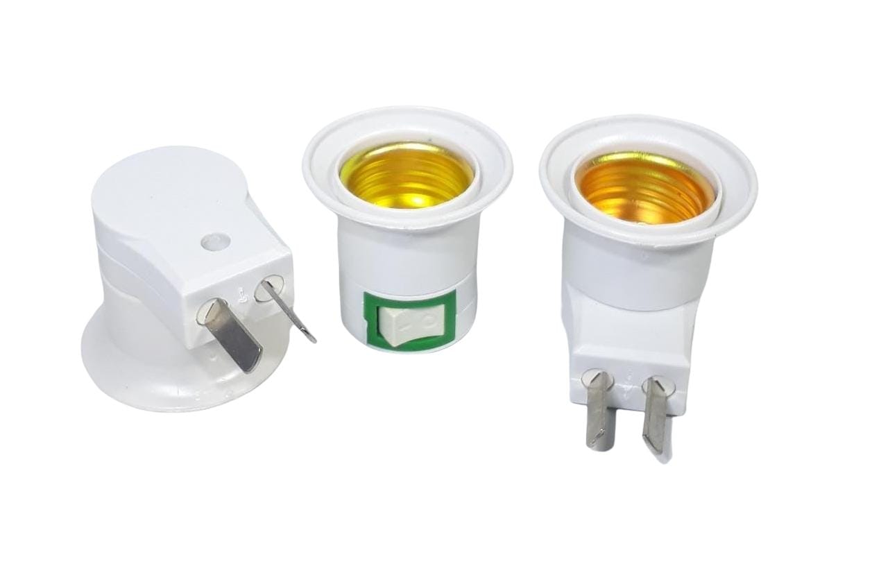 Portalampara Adaptador E27 Tecla Enchufe 220V  patas Ajustables