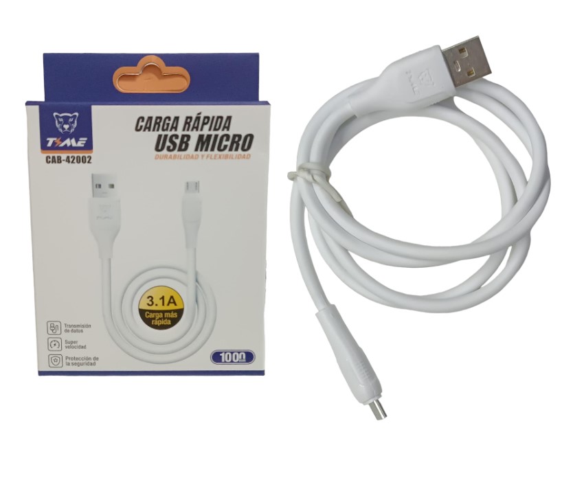 Cable De Datos USB V8 TIME 3.1A Blanco 1M (CAB-44002)
