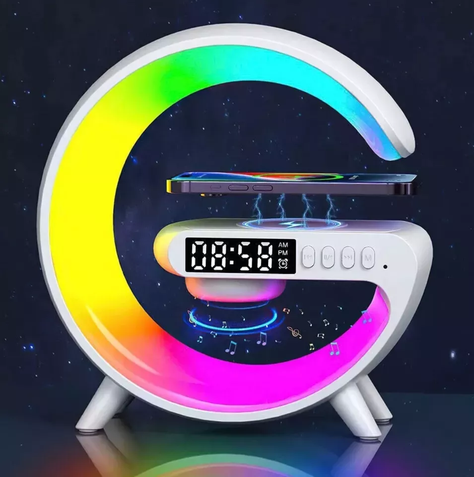 Veladores Proyectores Despertador Letra G Reloj Reproductores Bluetooth Musica Luz Nocturna Rgb Led Usb Lampara Noche