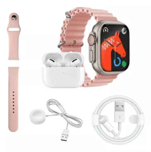 Smartwatch Th7-2 Ultra 2 Mallas + Auriculares Inalambricos Rosa/Azul