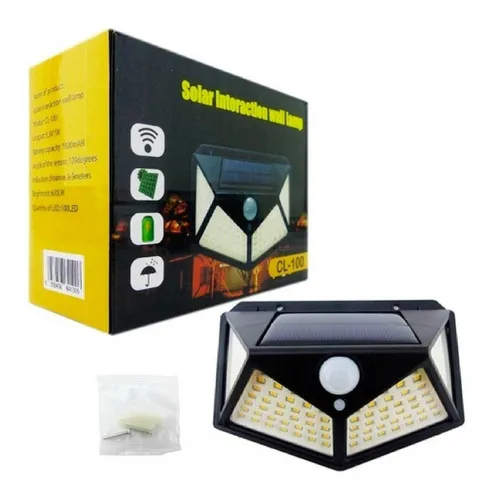 Lampara Solar 100 Led Reflector Solar Sensor Luz Exterior