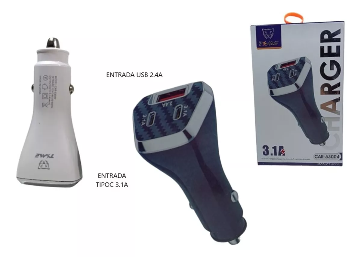 Cargador Auto 3.1a Power Quick Charge 2 Usb-c / Usb(car-53004)