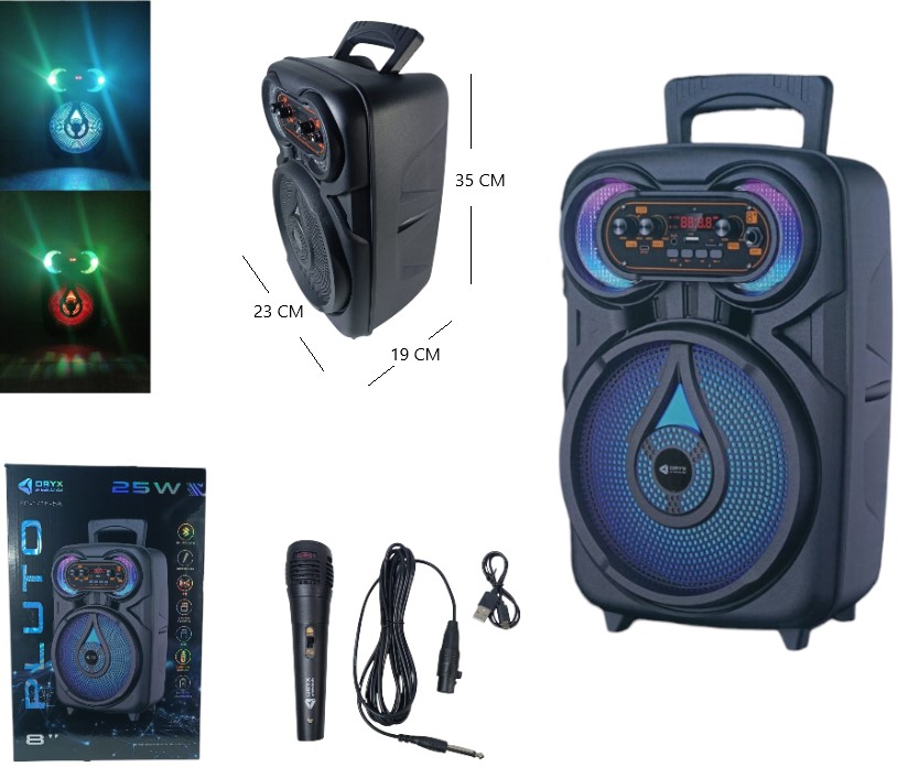 PARLANTE PLUTO 8PLG BT/MP3/USB CON MICROFONO 25W