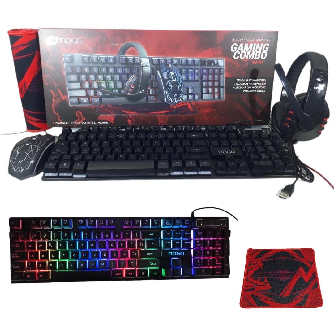 KIT COMBO GAMER TECLADO + MOUSE + AURICULAR(NKB-407)