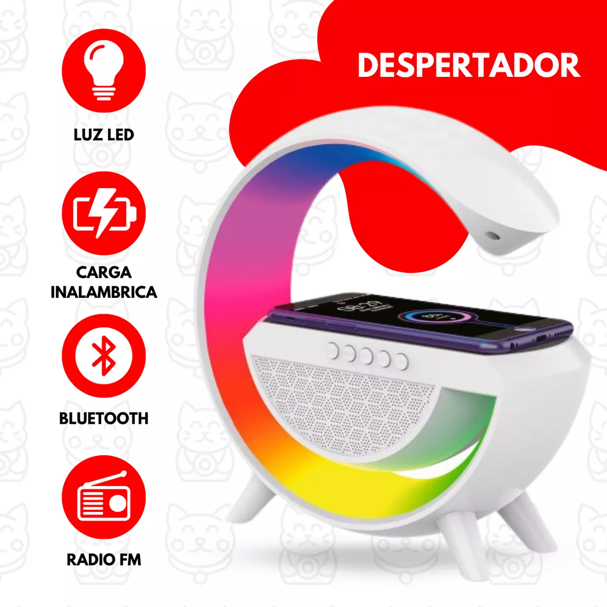 Lampara Led Cargador Inalambrico Parlante Bluetooh Radio G