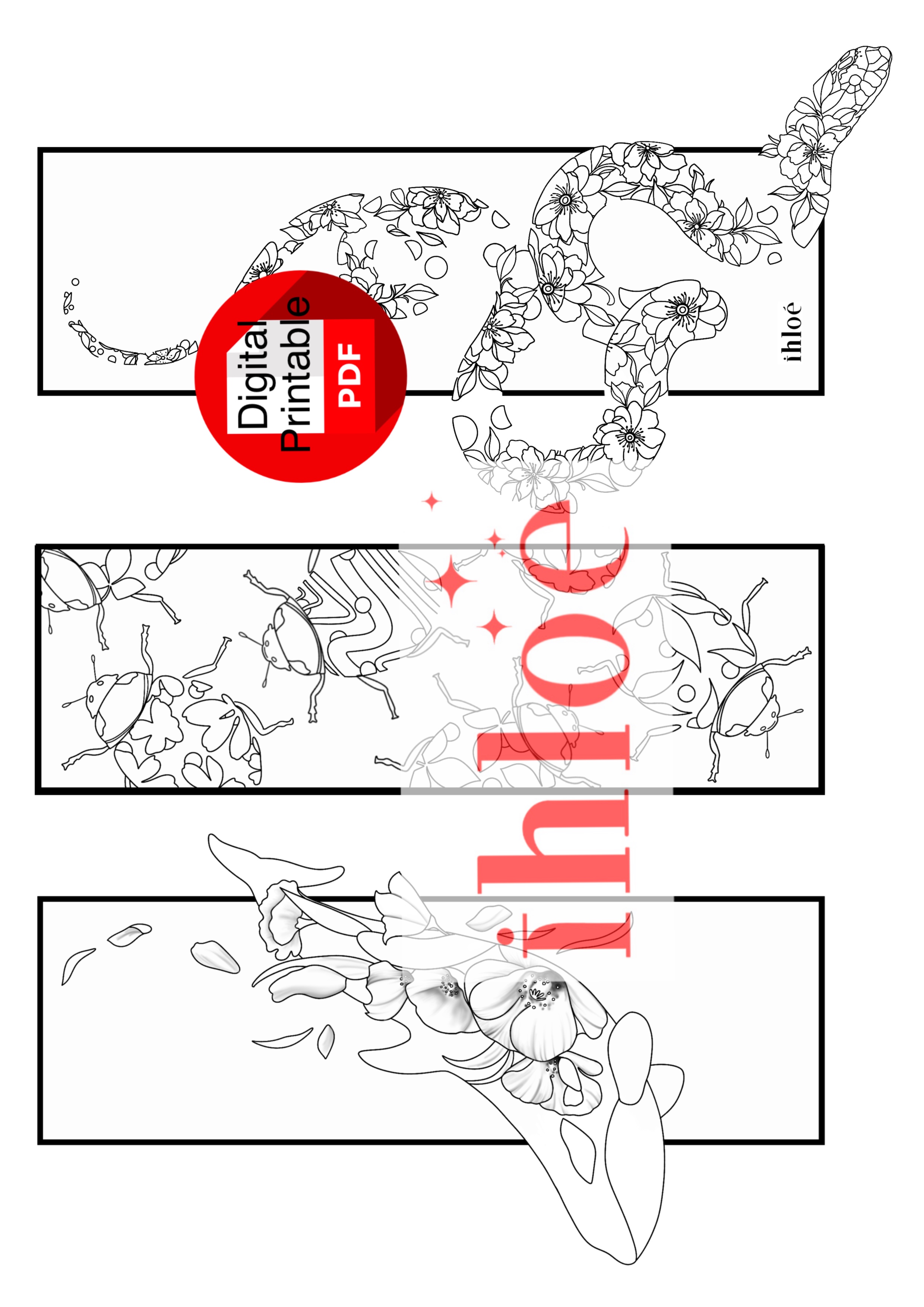 Coloriage 3 Marque Pages: Orque, Coccinelle, Serpent