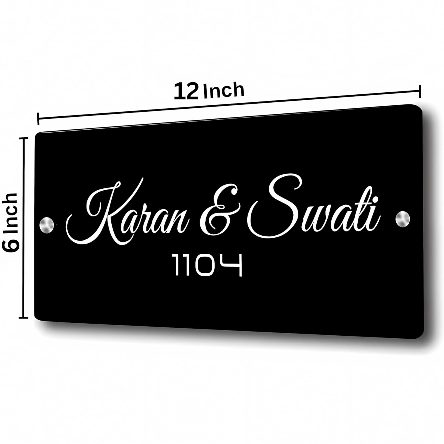 RetroVesta door name plate for home entrance outdoor, name plate for office with white and black acrylic ready to customize your own words 6 x 12 inch standart size for flat and home doors