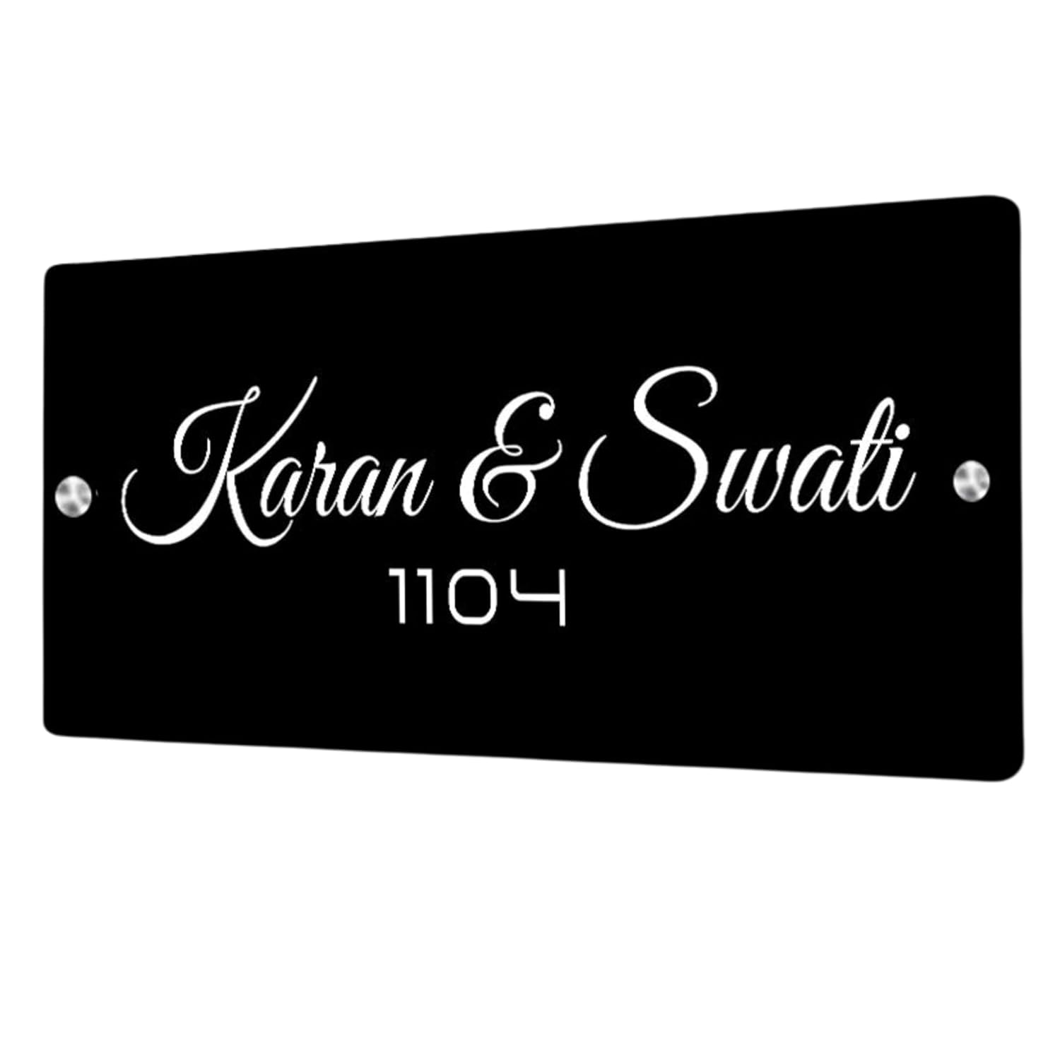 RetroVesta door name plate for home entrance outdoor, name plate for office with white and black acrylic ready to customize your own words 6 x 12 inch standart size for flat and home doors