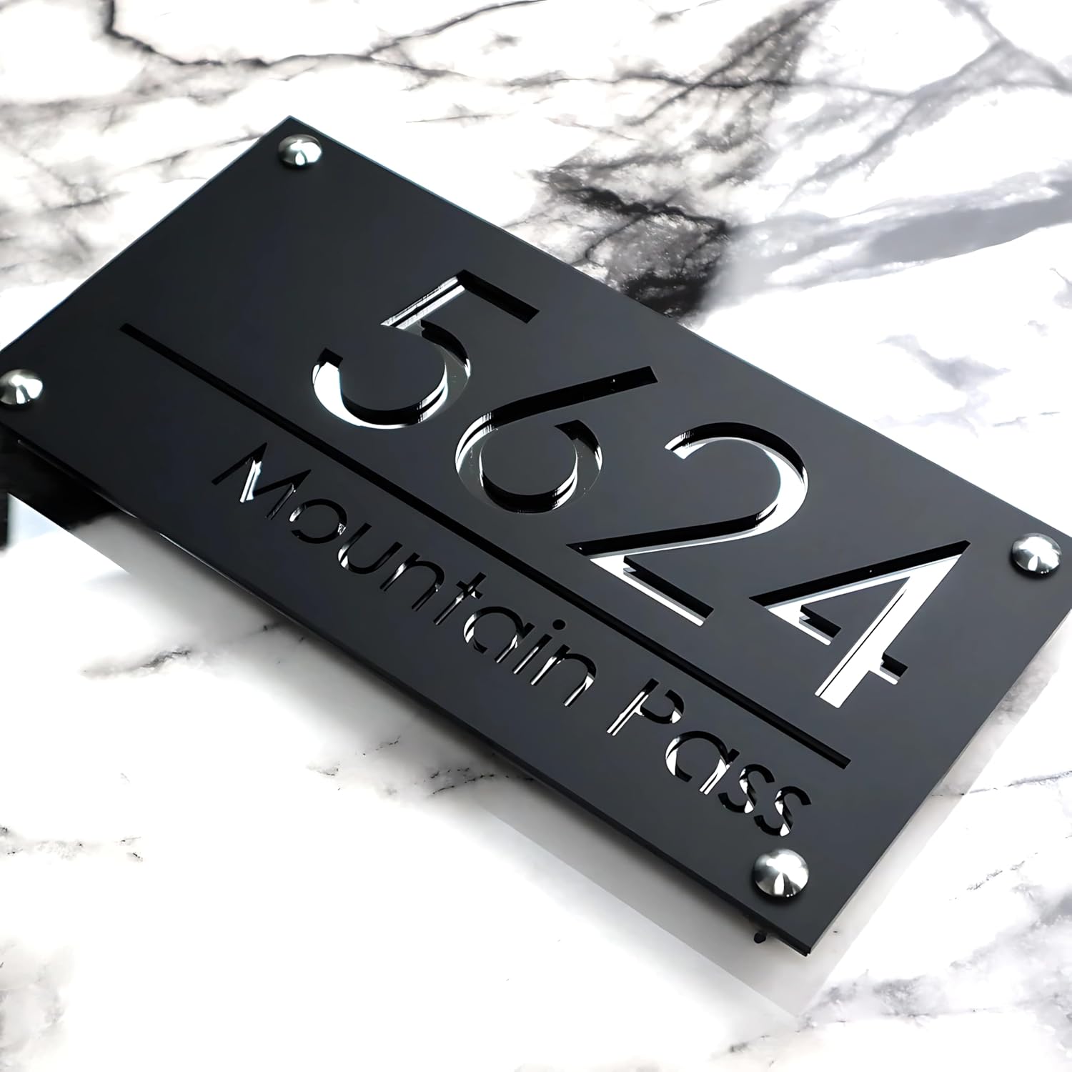 RetroVesta Custom Acrylic Name Plate for Home & Office - Waterproof Designer Door Plate, High Gloss Finish 6x12 Inches, Perfect for Flat, Bungalow, Apartment, & Outdoor Entrances (Black Color)