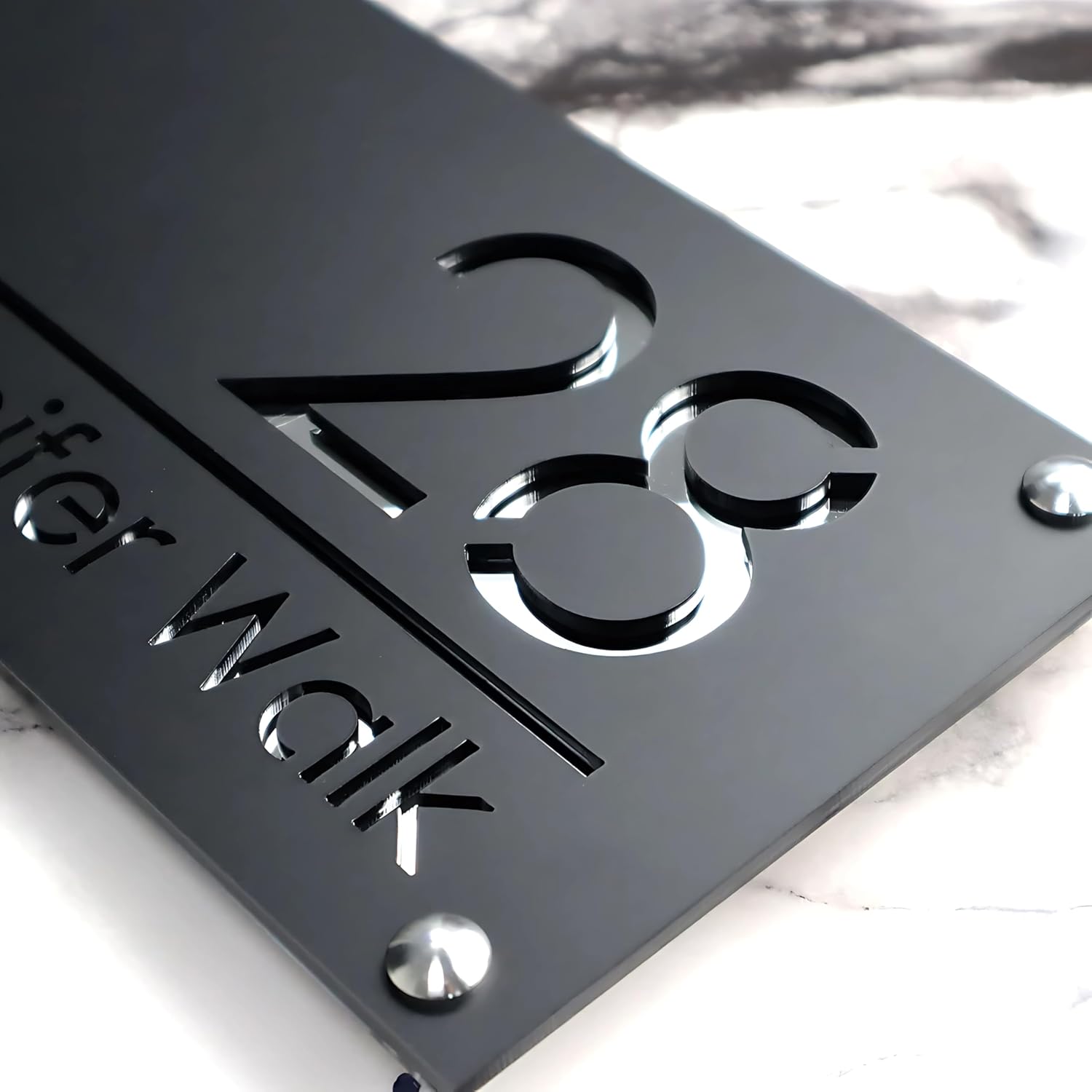 RetroVesta Custom Acrylic Name Plate for Home & Office - Waterproof Designer Door Plate, High Gloss Finish 6x12 Inches, Perfect for Flat, Bungalow, Apartment, & Outdoor Entrances (Black Color)