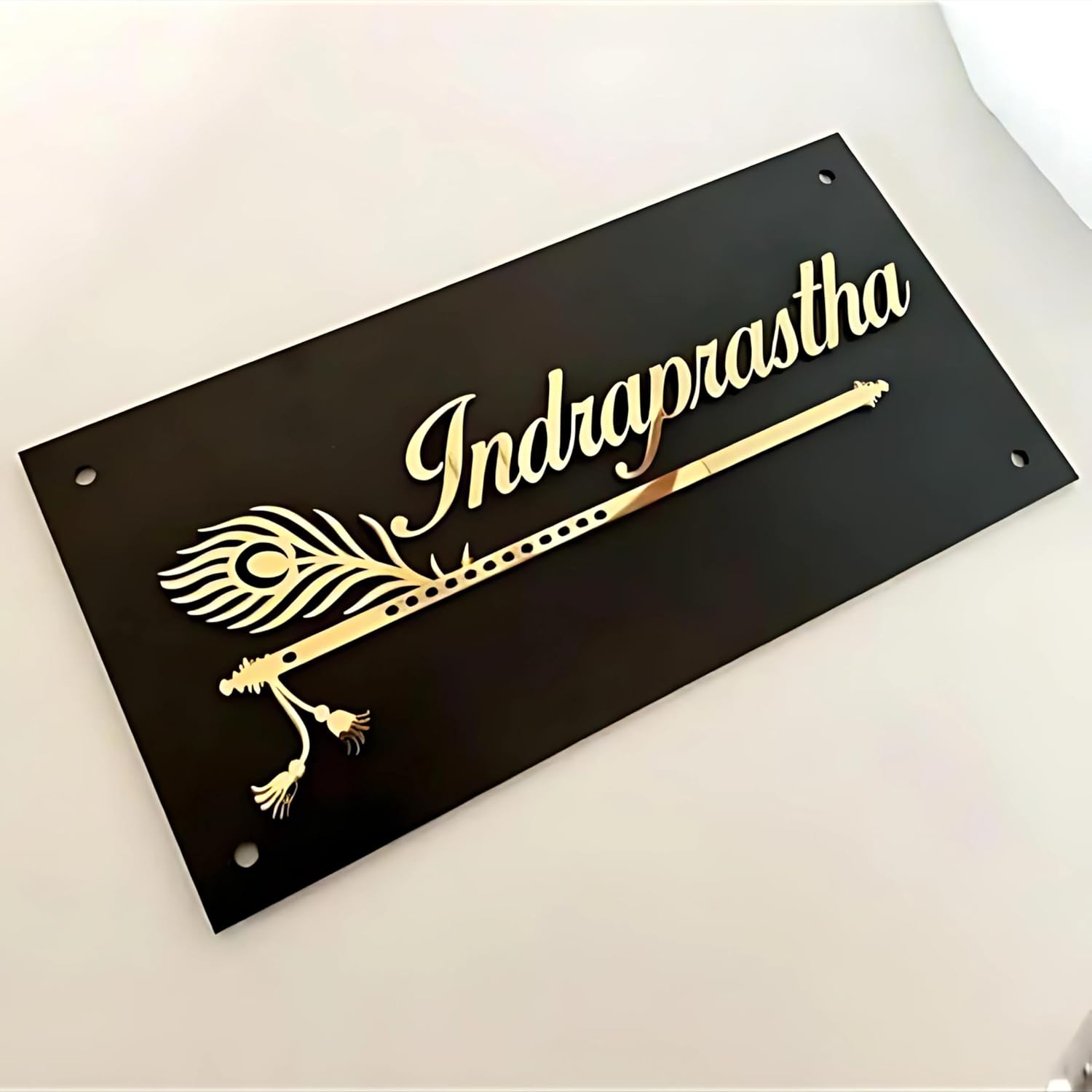 RetroVesta Customized Acrylic House Name Board Sign - Backlit Effect, Mirror Finished Grey, 15x30 cm - Personalized Address Door Number Plaque for Home, Office, Outdoor, Family, and Bungalow Decor