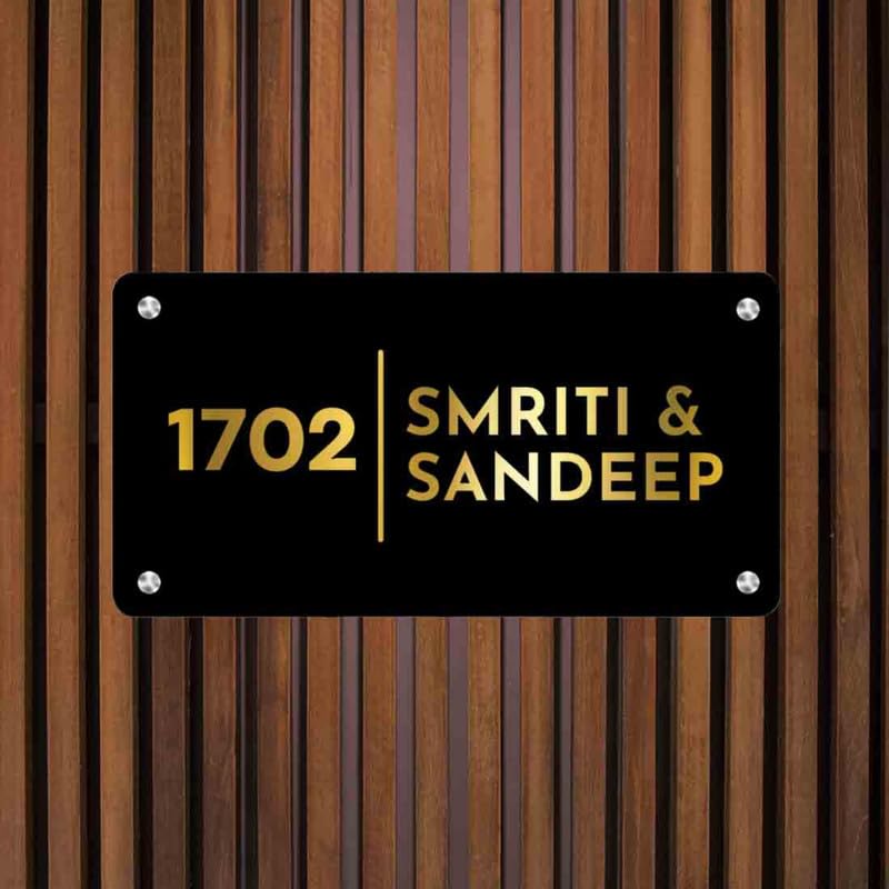 RetroVesta Custom Acrylic Name Plate for Home & Office - Waterproof Designer Door Sign, 6x12 Inches, Ideal for Flats, Apartments & Outdoor Entrances 003 B&G-Plain