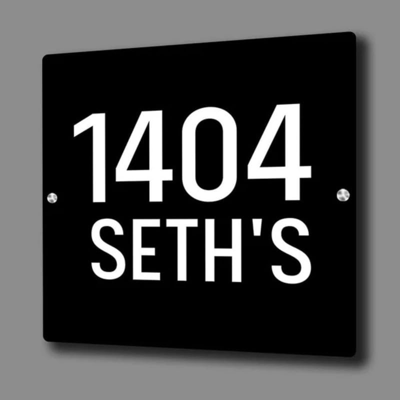 RetroVesta Custom Acrylic Name Plate – Waterproof Designer Door Sign, 8x12 Inches, Perfect for Homes, Offices, Flats, Apartments & Outdoor Entrances 031 B&W-Plain