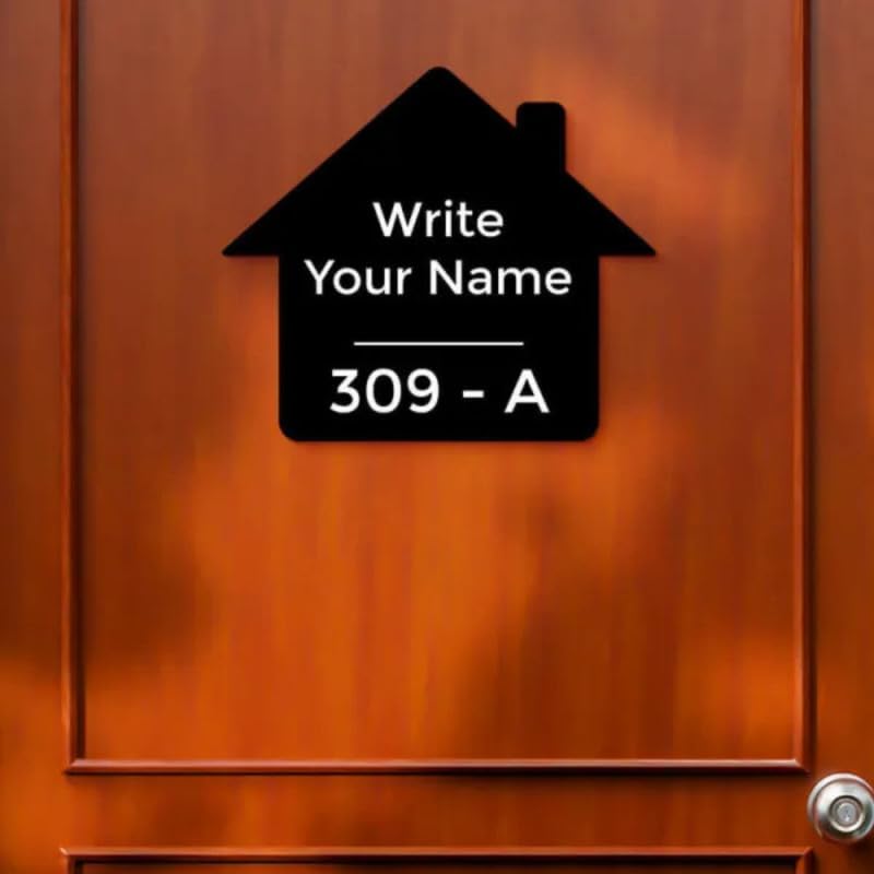 RetroVesta Custom Acrylic Name Plate – Waterproof Designer Door Sign, 8x12 Inches, Perfect for Homes, Offices, Flats, Apartments & Outdoor Entrances 029 B&W-Home