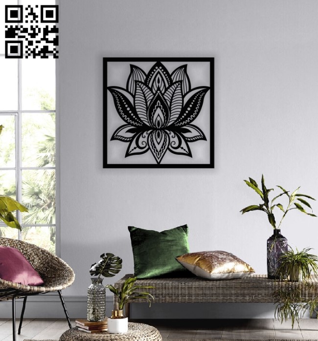 Framed Lotus Wall Art Rustic Wooden Wall Art – 5mm MDF, Handcrafted for Stylish Interiors