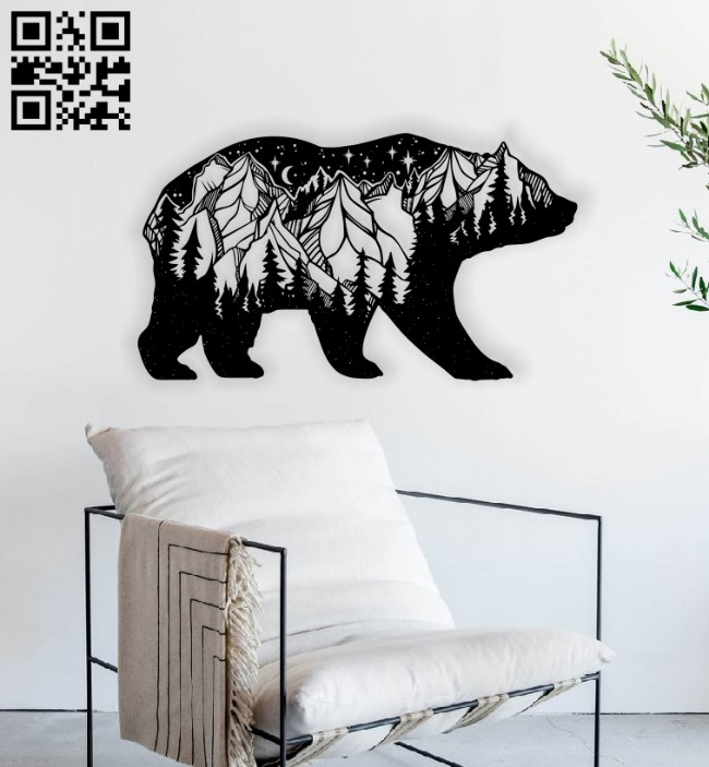 Mountain Bear Metal Wall Art Decorative MDF Wooden Wall Hanging – 5mm Thick, RetroVesta Exclusive