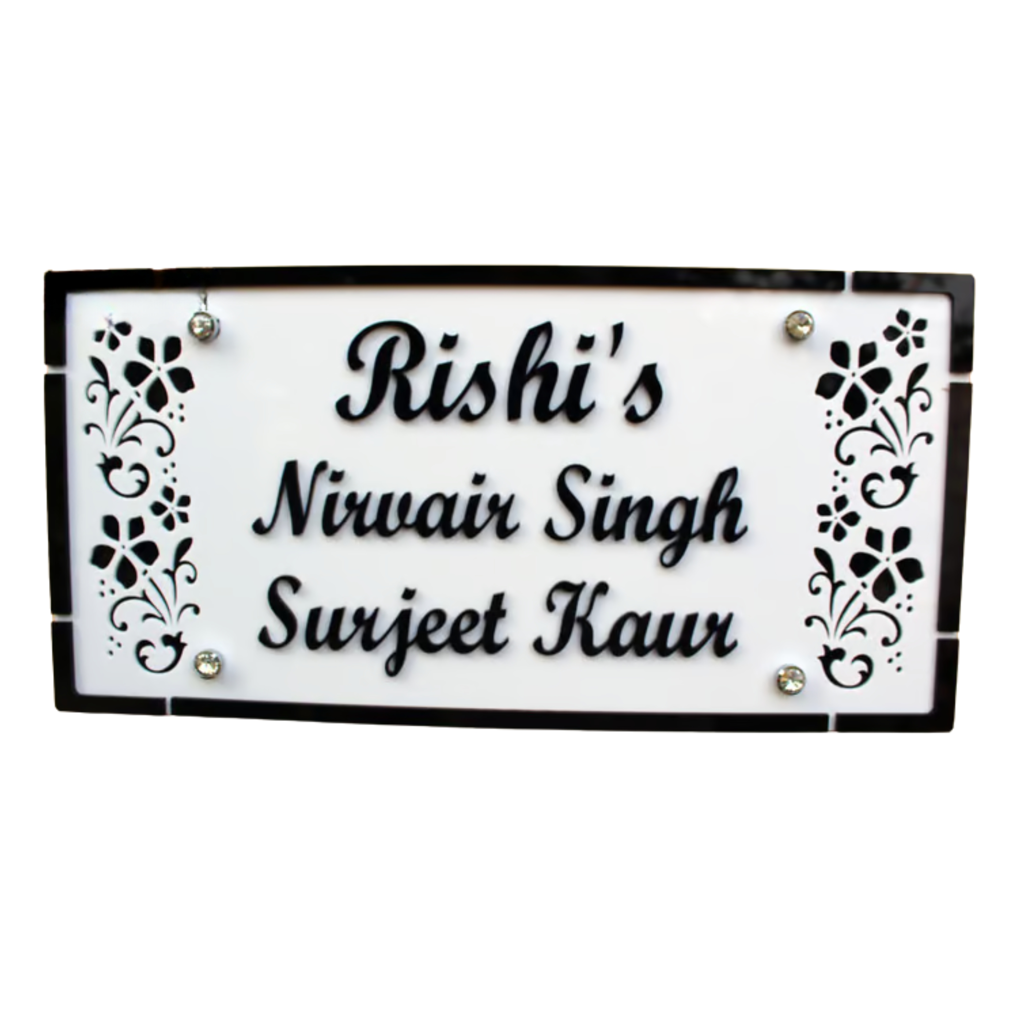 RetroVesta Custom Acrylic Name Plate for Home & Office - Waterproof Designer Door Sign, 6x12 Inches, Ideal for Flats, Apartments & Outdoor Entrances 017 WB&B-Flower