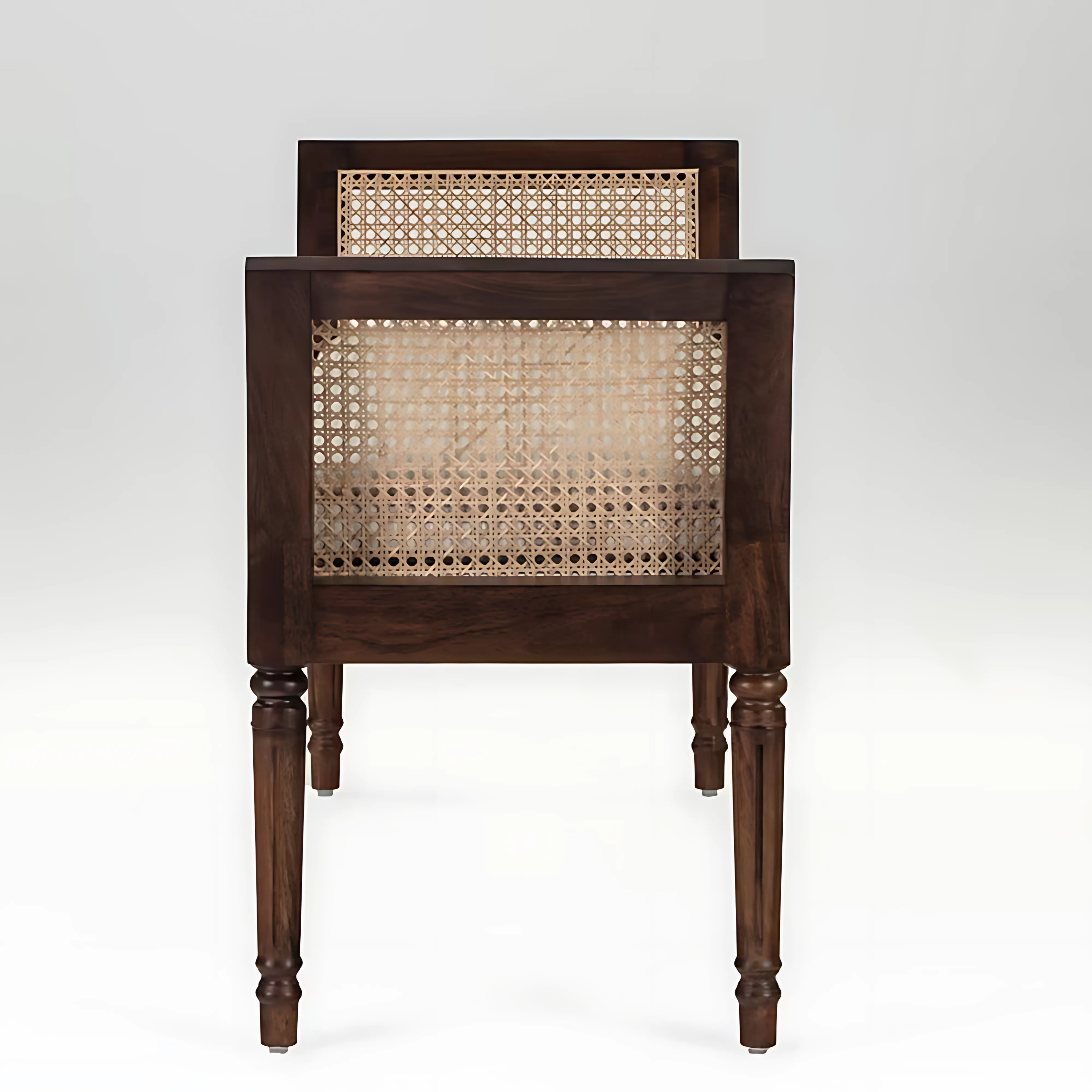 RetroVesta Wooden Bench with Cane Sides