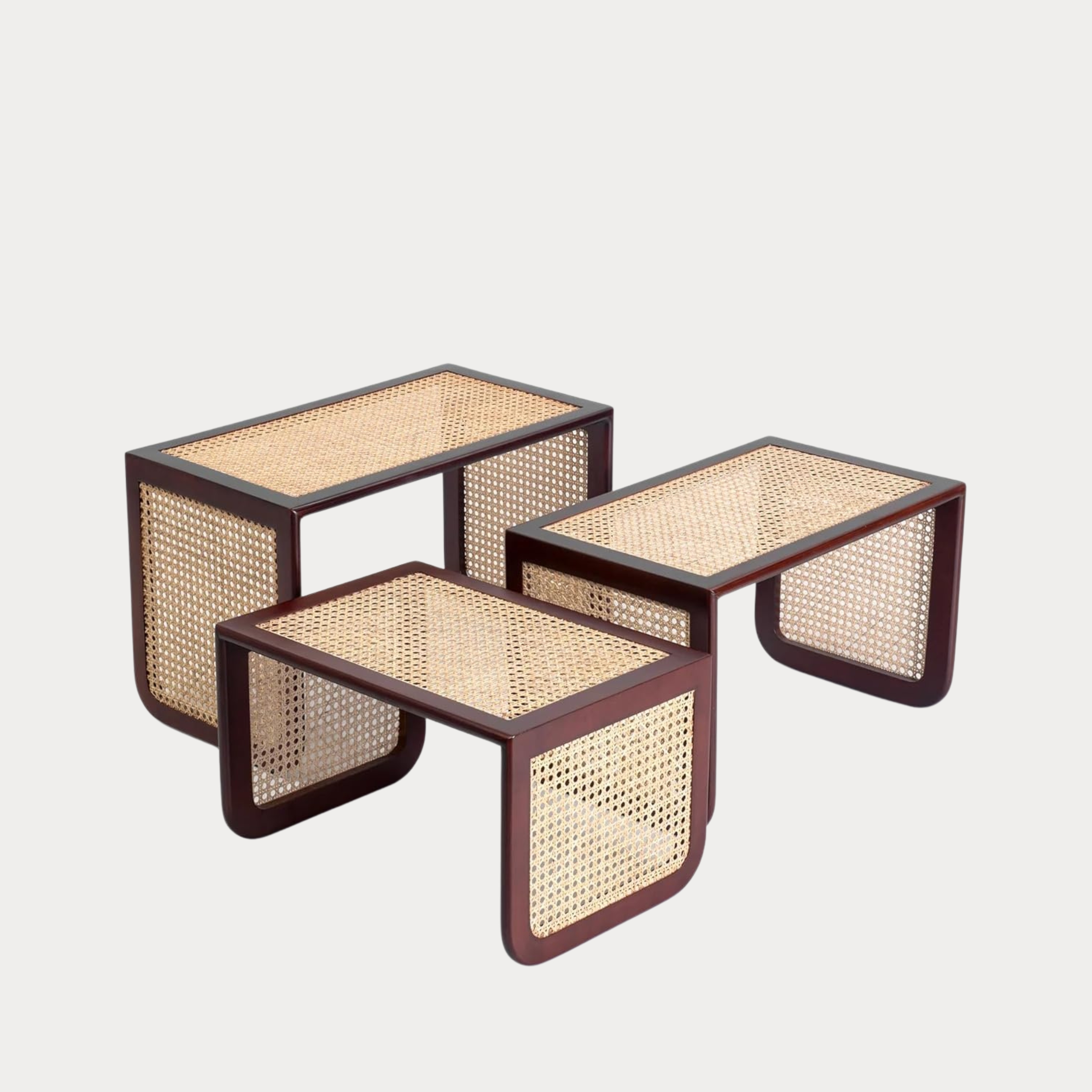 Retrovesta Handcrafted Nested Cane Tables