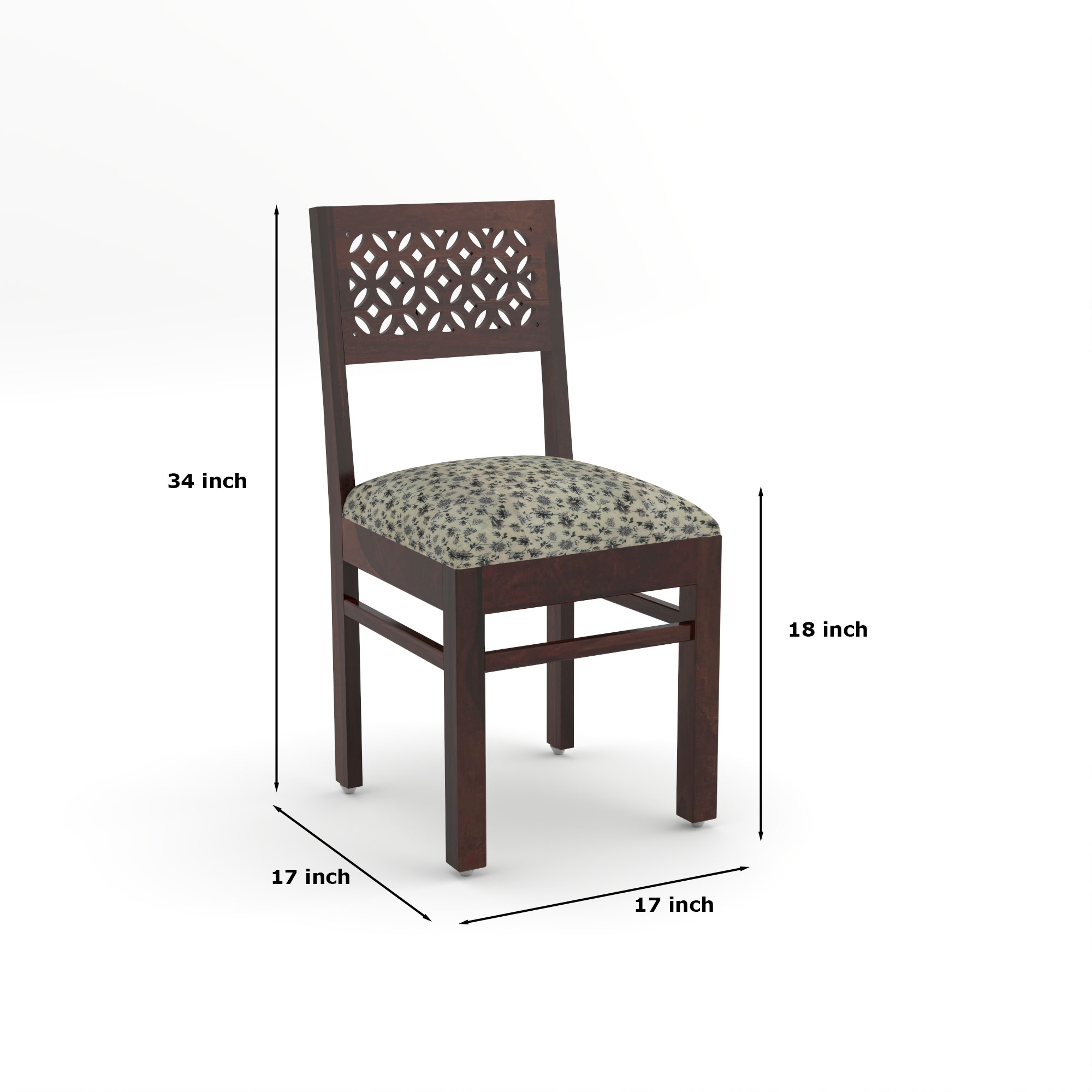 RetroVesta Sheesham Wood Dining Chair Set of 2 | Wood Dining Chairs with Cushion | Velvet Upholstered Mosaic Floral Printed Fabric | Wooden Dining Chairs for Living Room, Dining Room, Dark Brown