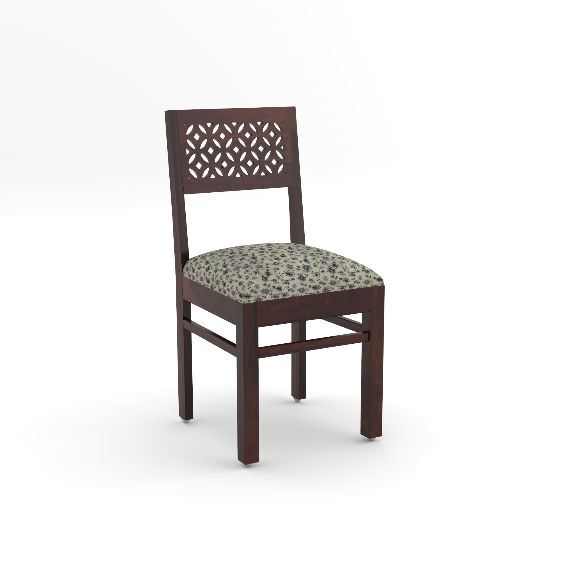 RetroVesta Sheesham Wood Dining Chair Set of 2 | Wood Dining Chairs with Cushion | Velvet Upholstered Mosaic Floral Printed Fabric | Wooden Dining Chairs for Living Room, Dining Room, Dark Brown