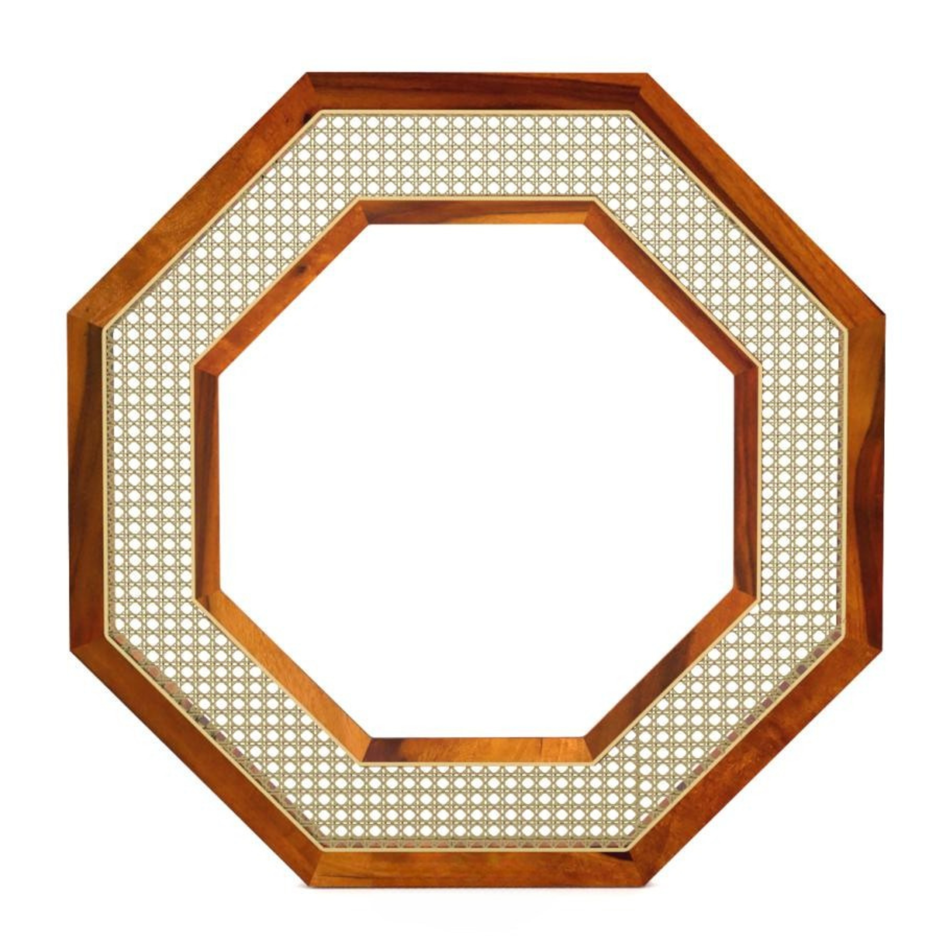 RetroVesta Octagonal Wall Mirror Rattan Decor Handicrafted