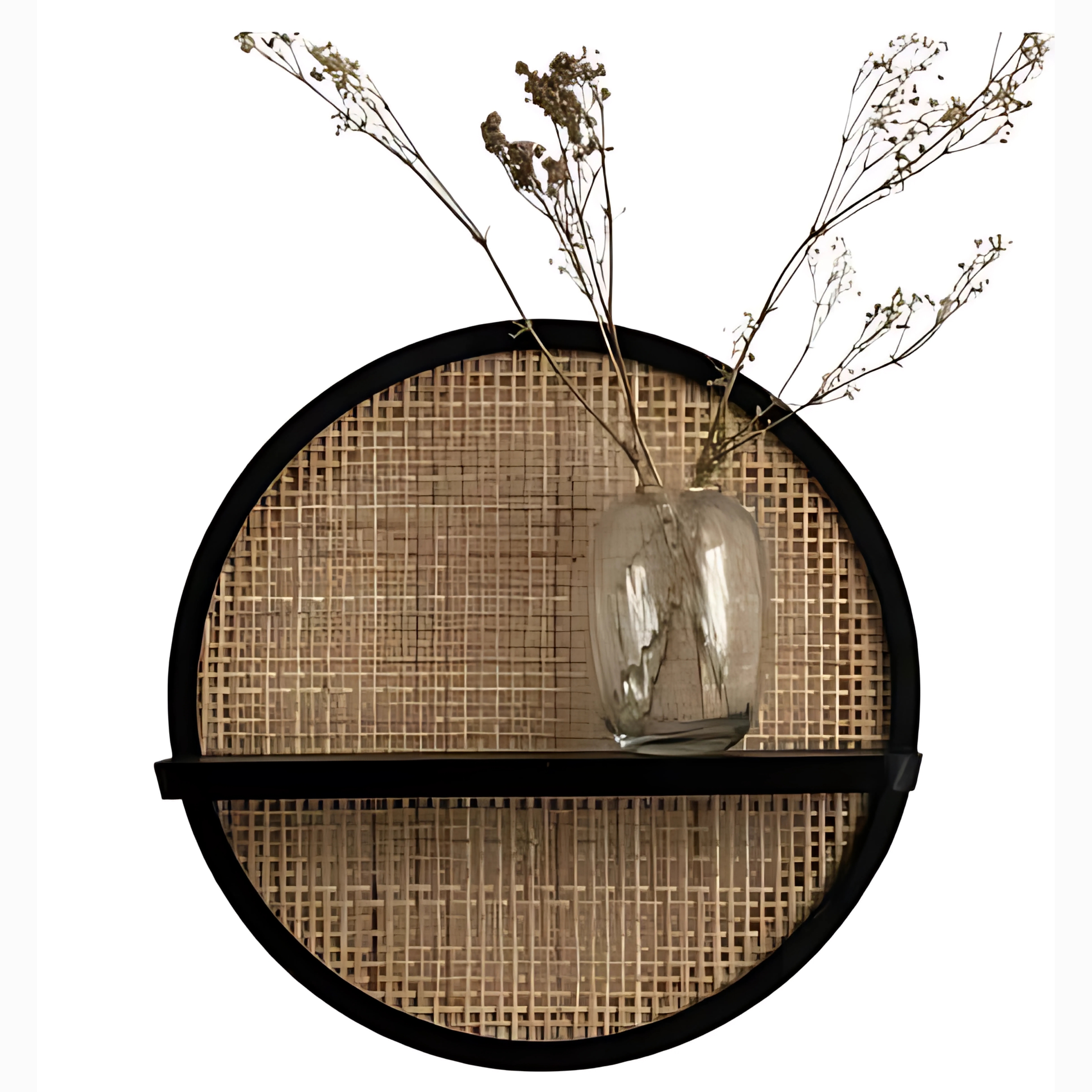 RetroVesta Brand Round rattan wall shelf