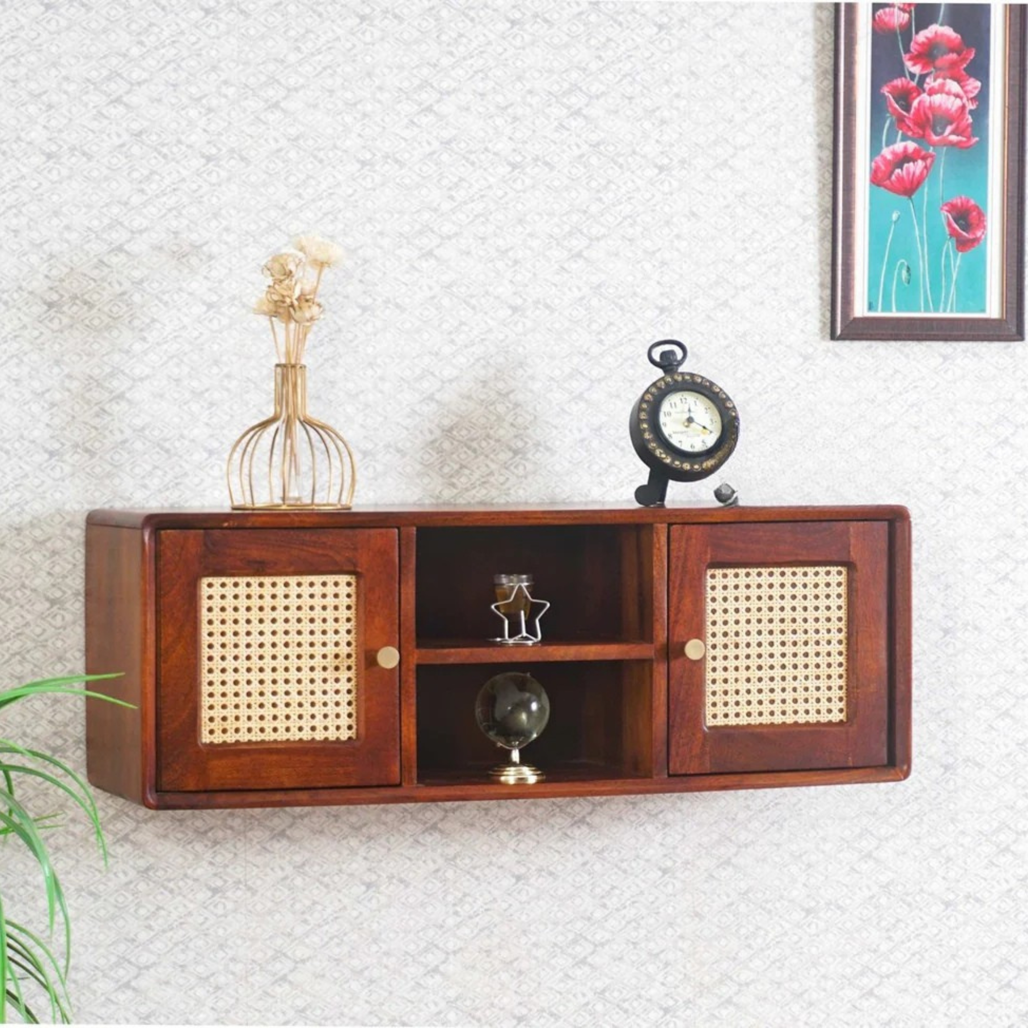 RetroVesta Wooden Wall Shelf With Cabinet