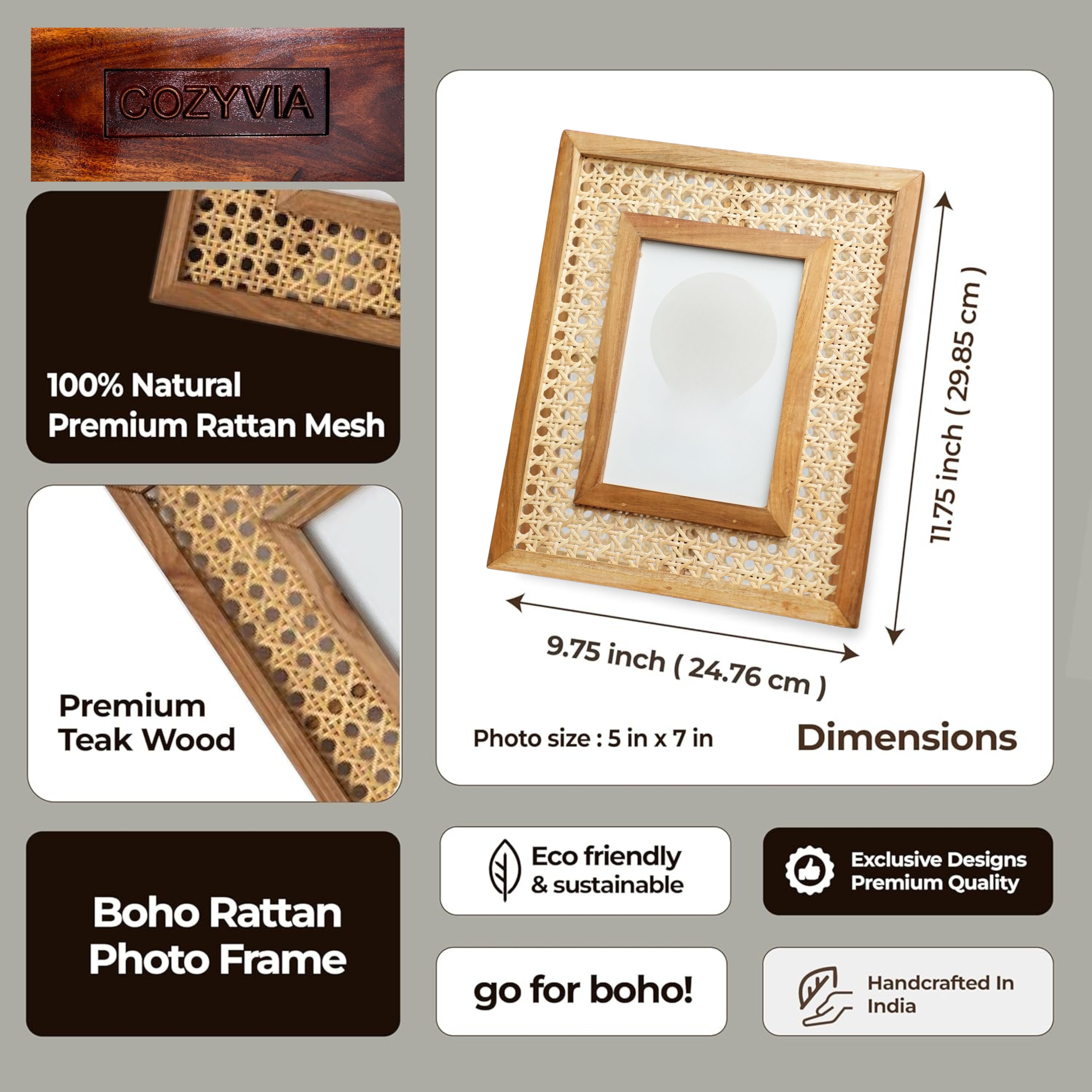 RetroVesta Handcrafted Wooden Photo Frame 
