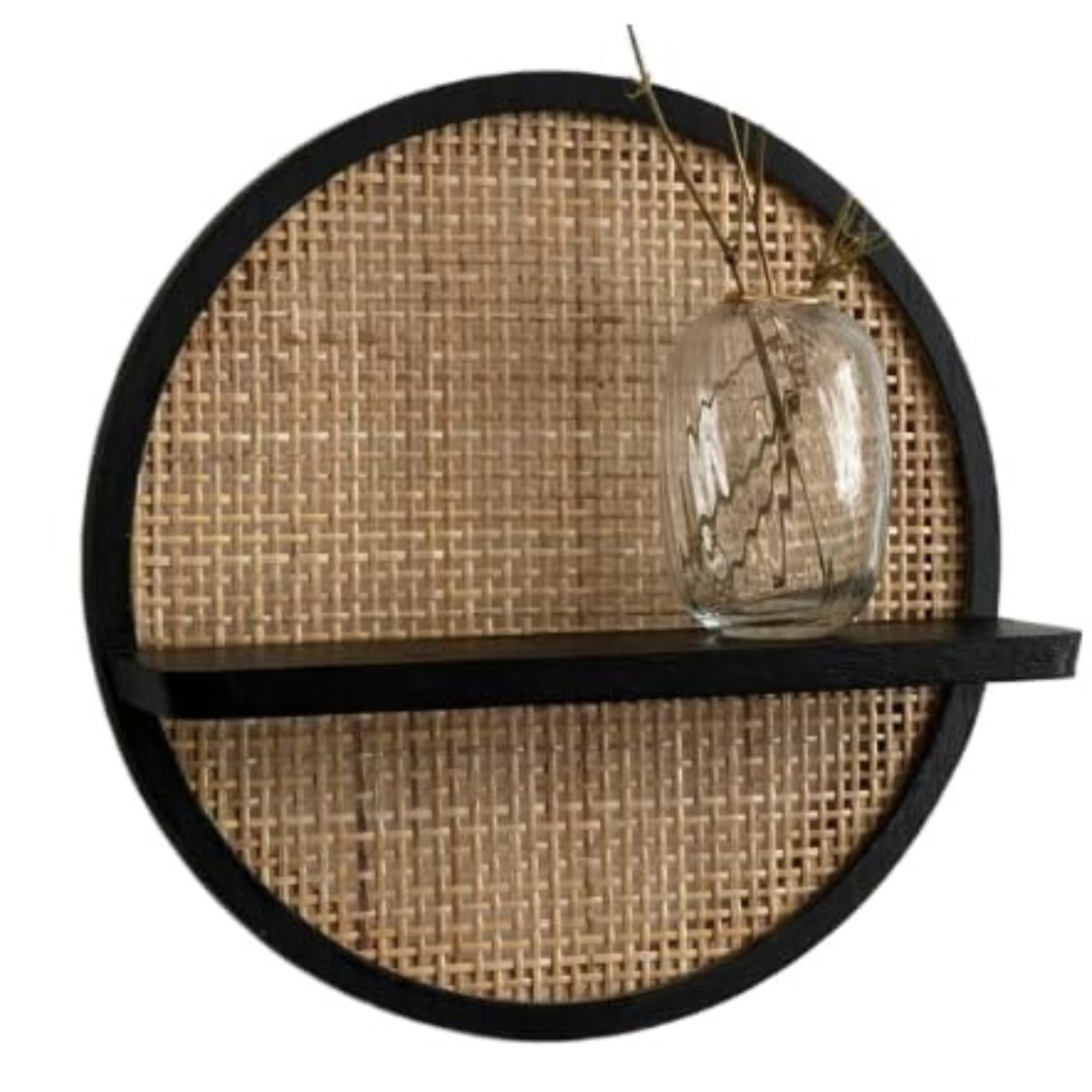 RetroVesta Brand Round rattan wall shelf