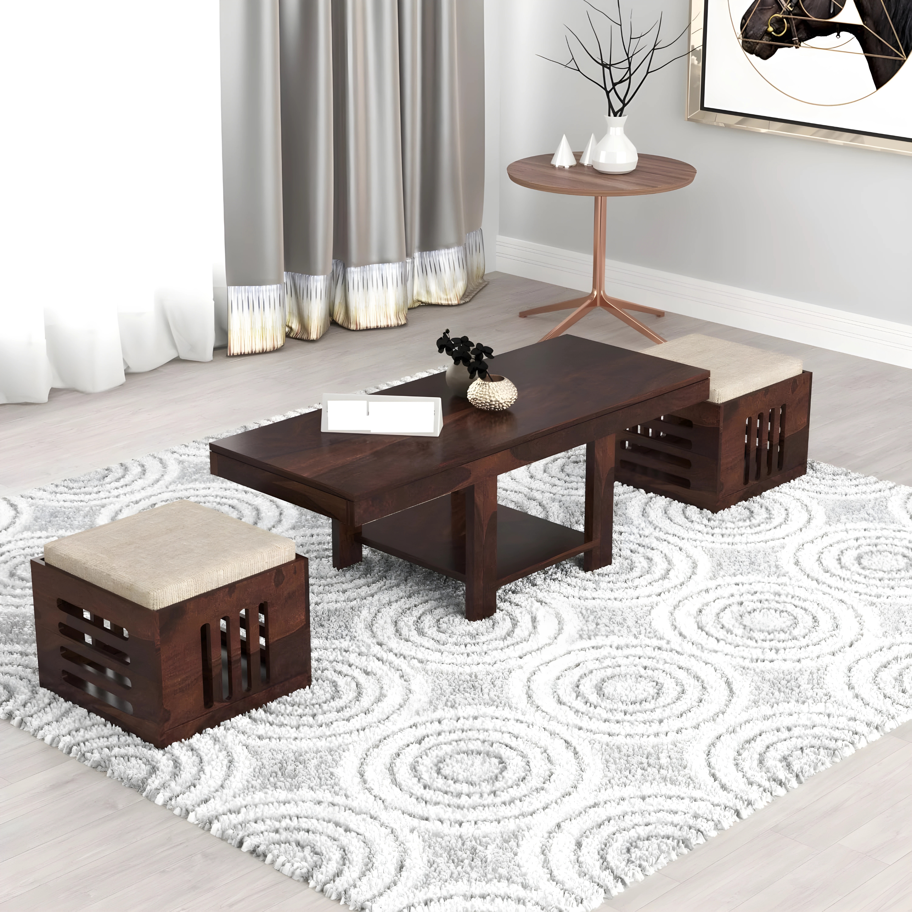 RetroVesta Brand Wooden Coffee Table Set