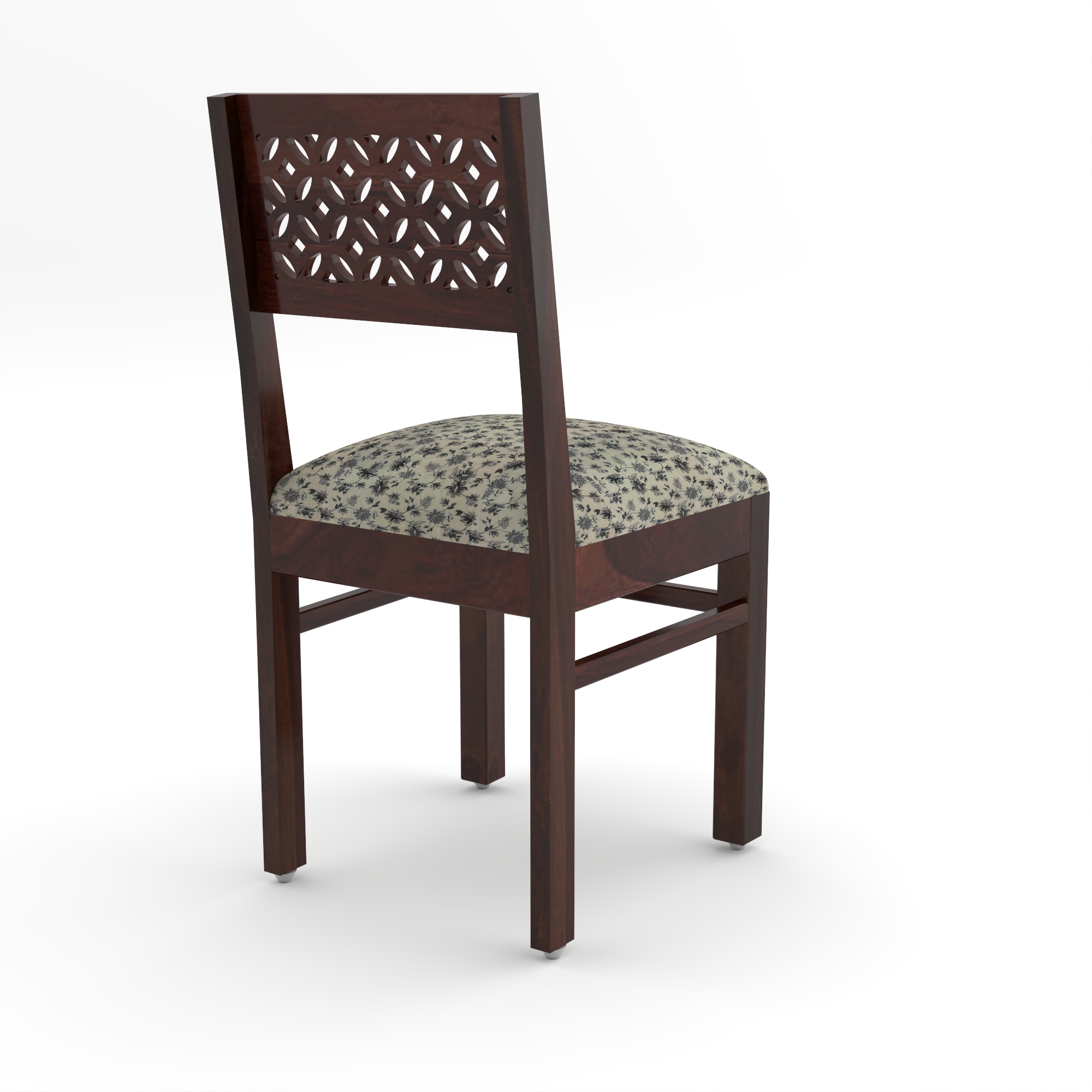 RetroVesta Sheesham Wood Dining Chair Set of 2 | Wood Dining Chairs with Cushion | Velvet Upholstered Mosaic Floral Printed Fabric | Wooden Dining Chairs for Living Room, Dining Room, Dark Brown