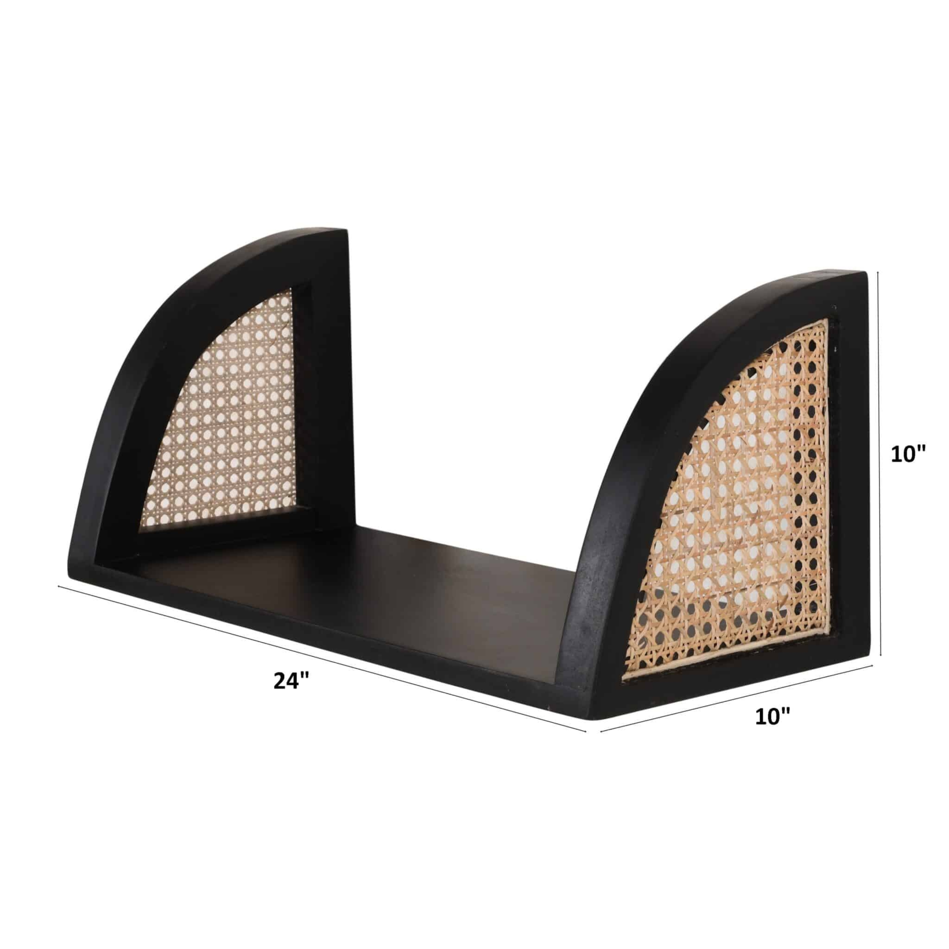 RetroVesta Modern Wall Shelf Unit Pack of 3 Handicraft Rattan Design Floating Shelves Boho Wooden Wall Decor For Living Room, Bedroom, Office
