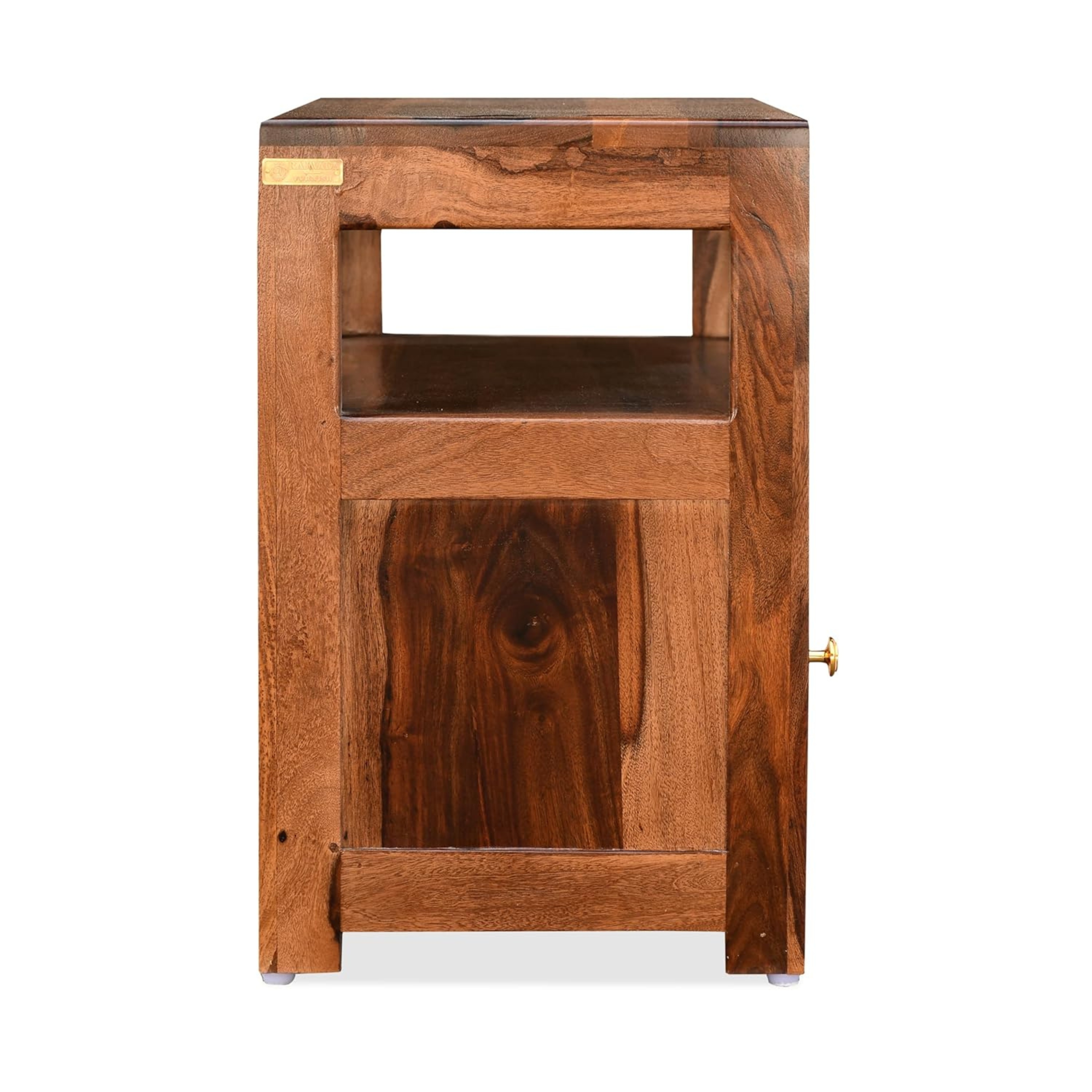 RetroVesta Wooden Nightstand with Cane Panel
