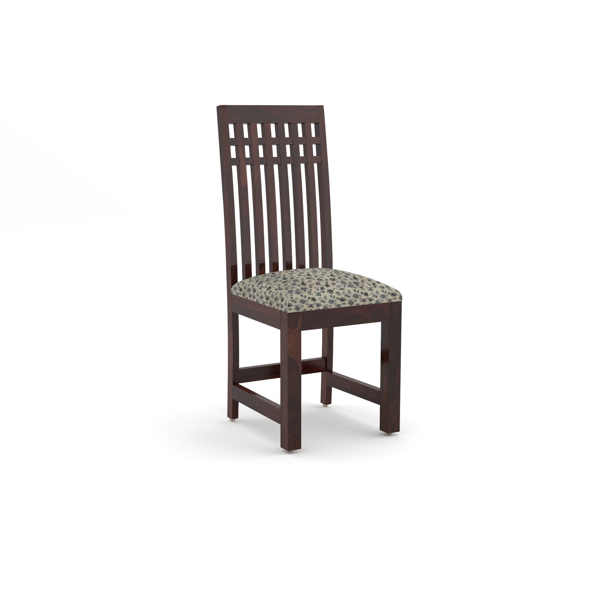 RetroVesta Sheesham Wood Dining Chairs Set of 2 | Wooden Chairs with Beige Floral Printed Cushioned Seat | Upholstery & Teak Finish Chairs for Dining Room, Living Room & Home Furniture Dark Brown