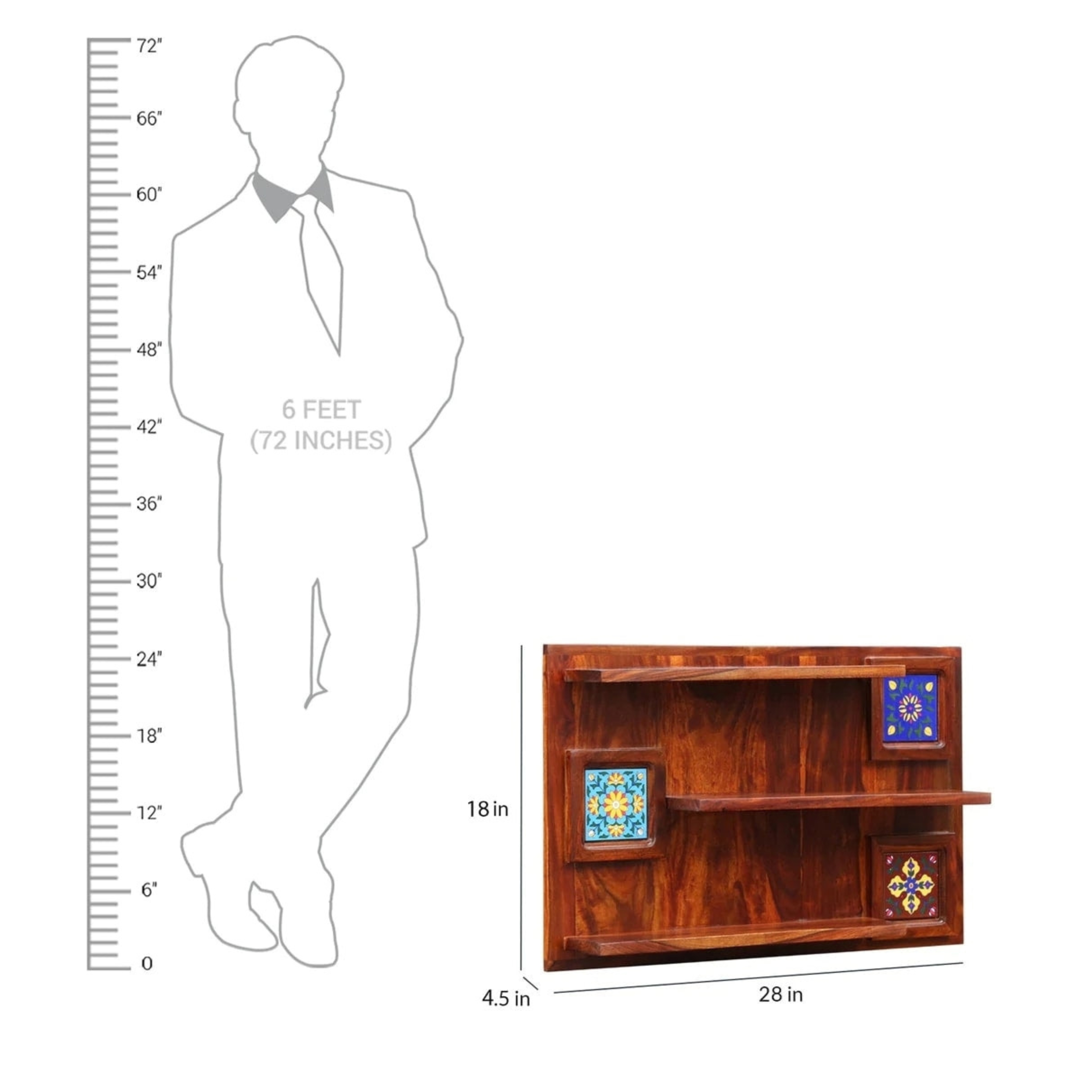 RetroVesta Wooden Wall Shelf