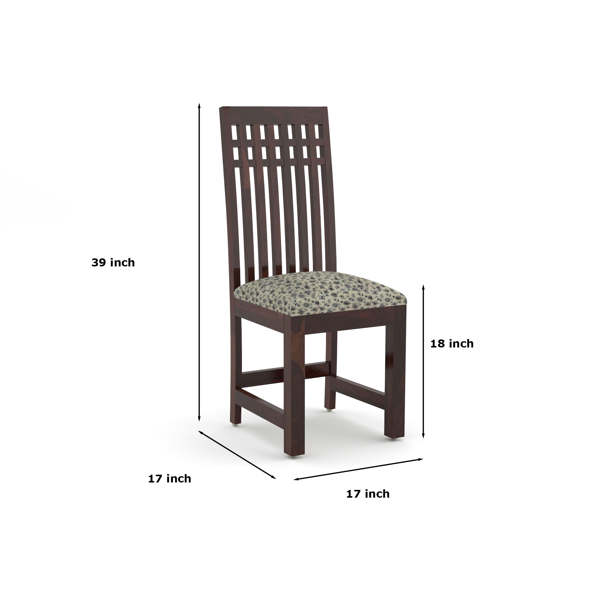 RetroVesta Sheesham Wood Dining Chairs Set of 2 | Wooden Chairs with Beige Floral Printed Cushioned Seat | Upholstery & Teak Finish Chairs for Dining Room, Living Room & Home Furniture Dark Brown