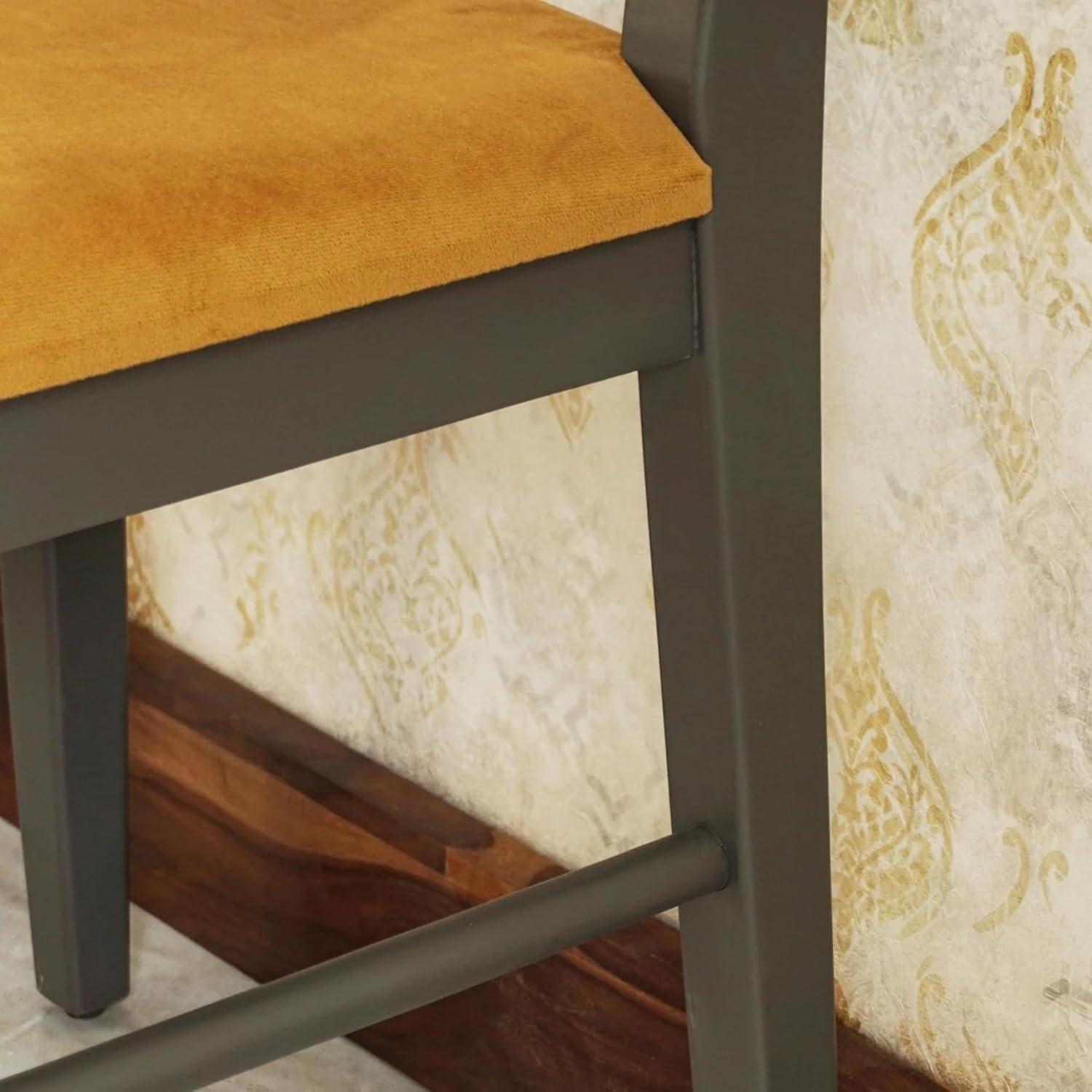 RetroVesta Solid Sheesham Wood Dining Chairs Set of 2 with Cushioned Seat | Rattan Cane Backrest Wooden Chairs | Rustic Accent Furniture for Dining Room, Living Room & Home Office | Natural Walnut Brown