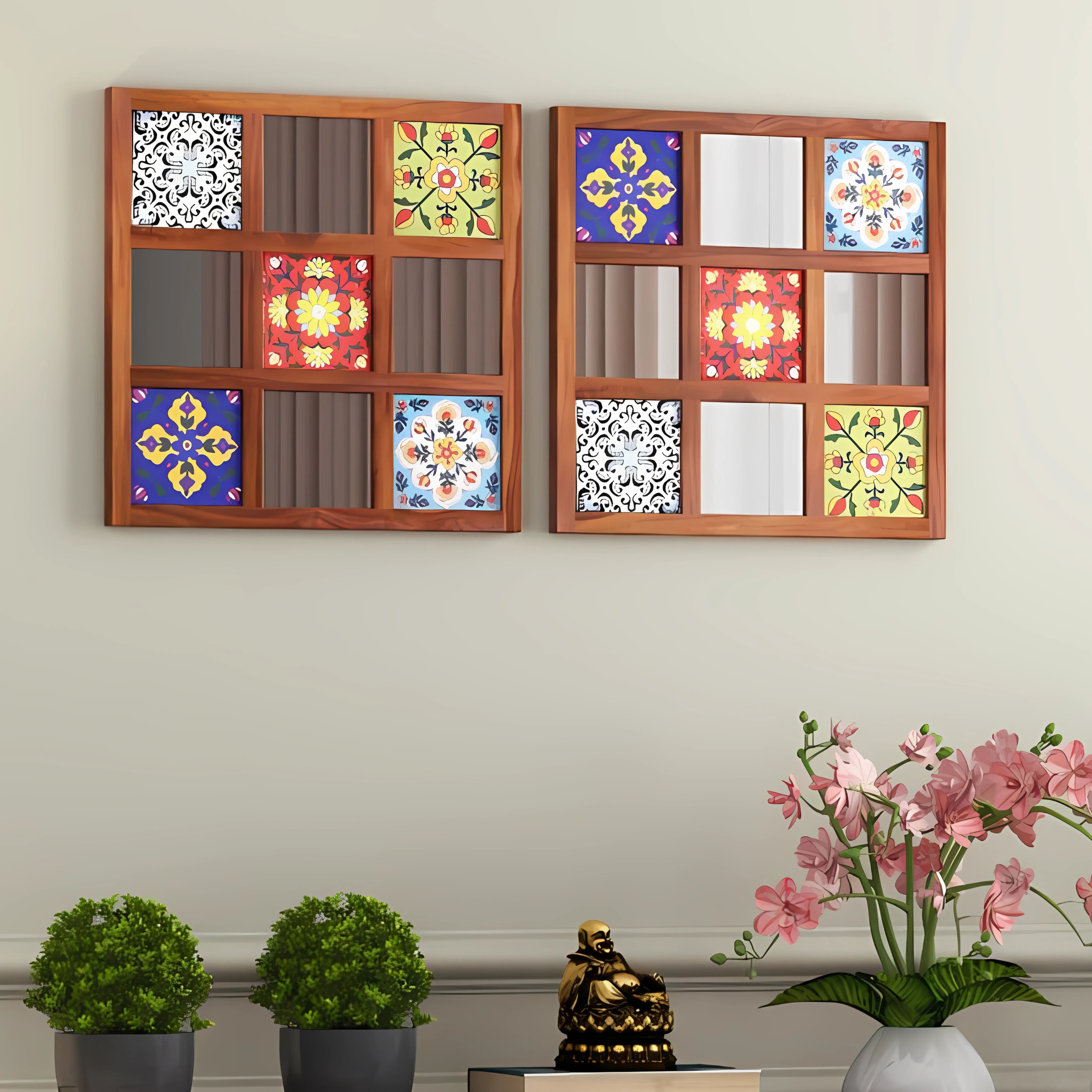 RetroVesta Decorative Wooden Mirror Wall Panels