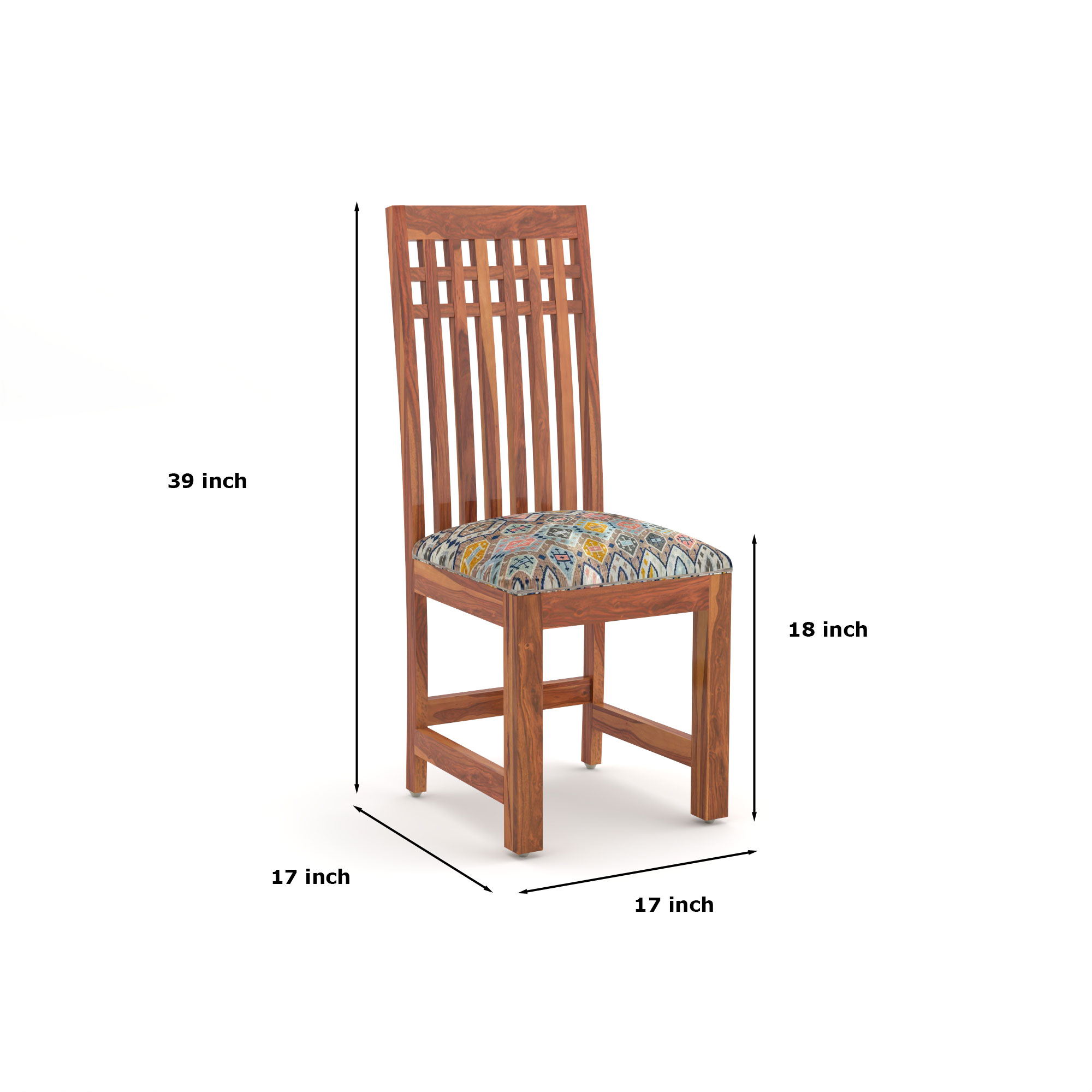 RetroVesta Sheesham Wood Dining Chairs Set of 2 | Wooden Chairs with Beige Floral Printed Cushioned Seat | Upholstery & Teak Finish Chairs for Dining Room, Living Room & Home Furniture Light Brown