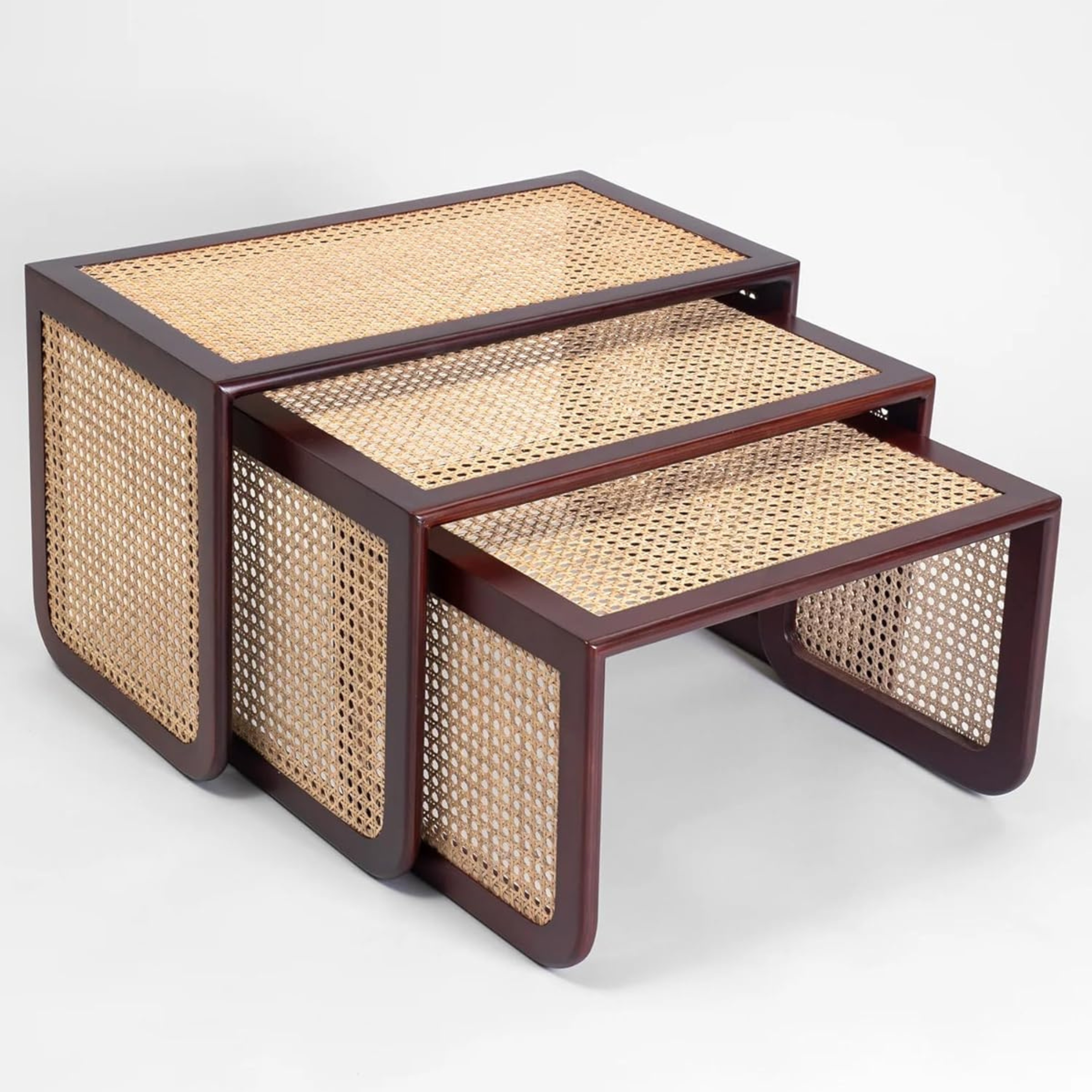 Retrovesta Handcrafted Nested Cane Tables
