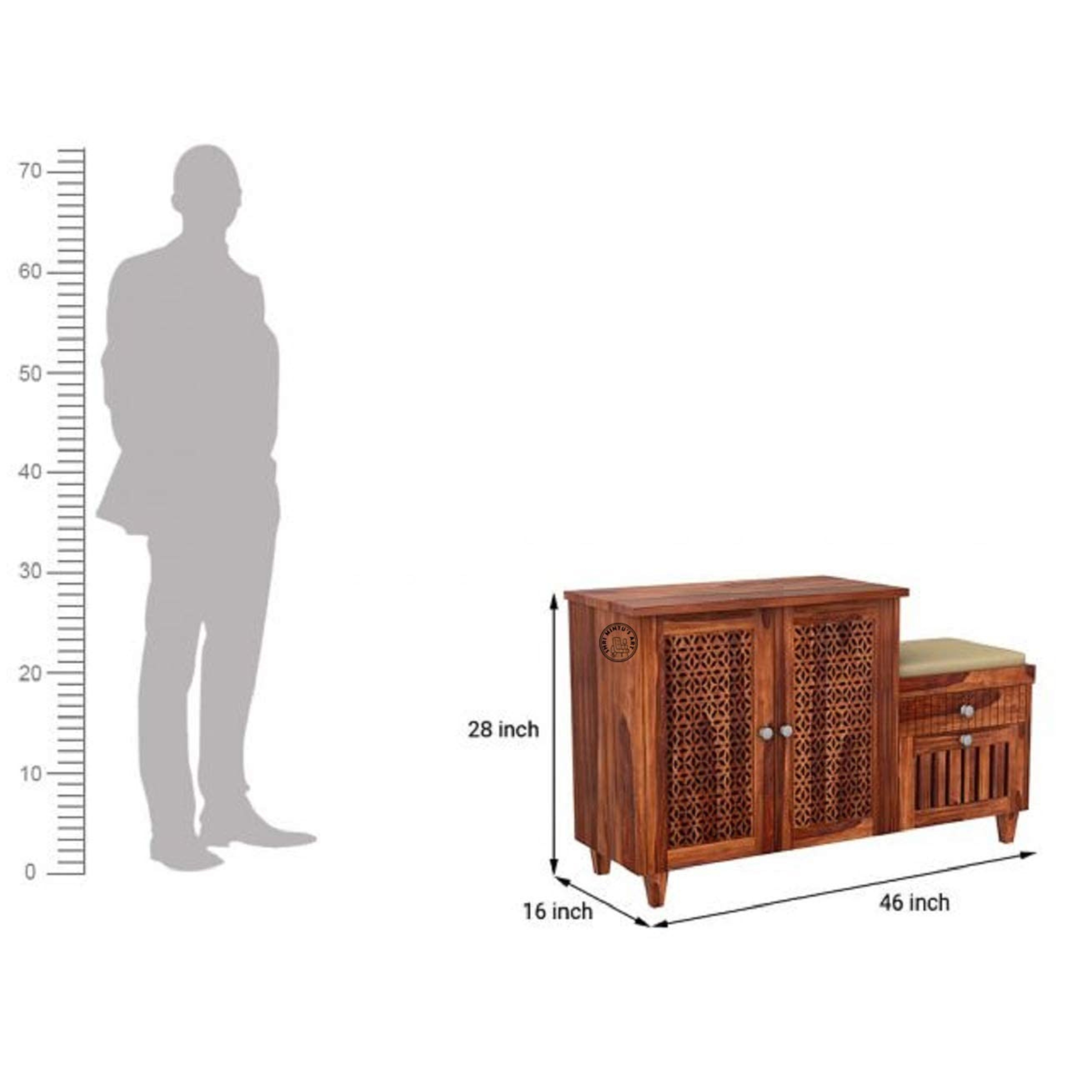 RetroVesta Wooden Shoe Rack with Cushioned Seat