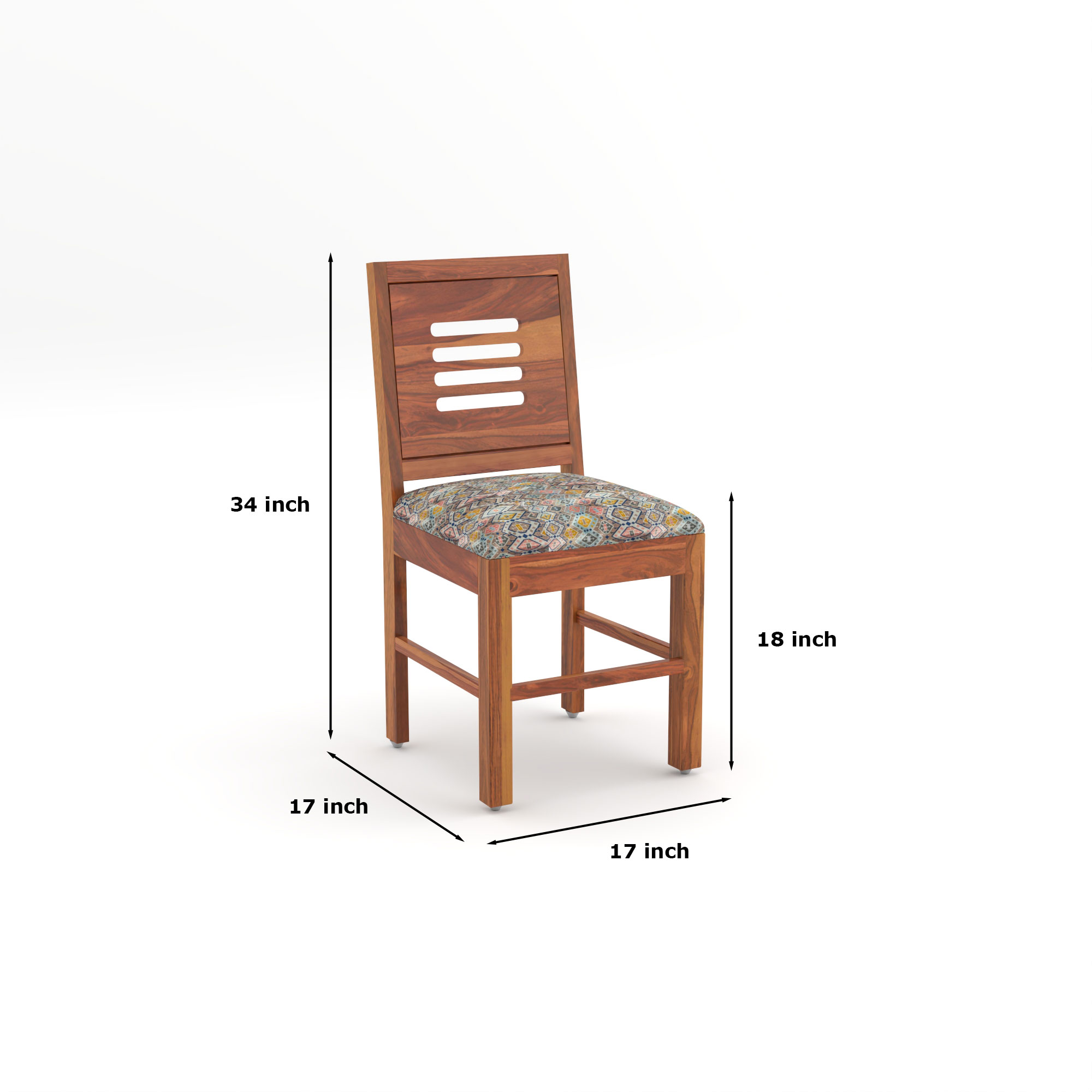 RetroVesta Wooden Dining Chairs Set of 2 with Cushion Seat ? Sheesham Wood Chairs with Premium Beige Floral Print Upholstery, Wooden Chairs for Dining Room, Living Room & Office Light Brown