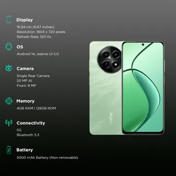 realme C65 5G (Feather Green, 128 GB) (6 GB RAM)